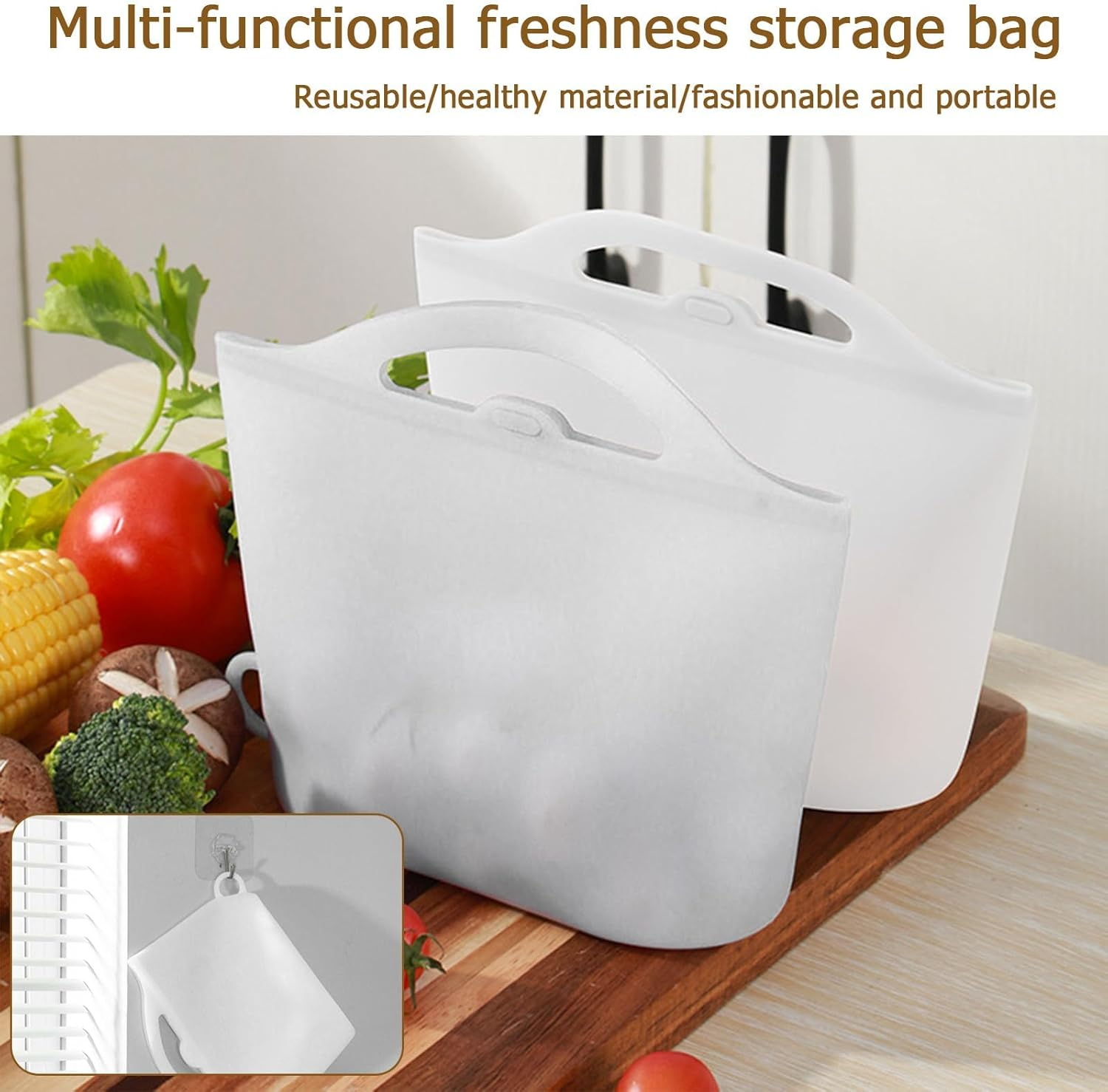 Microwave Sterilizer Bag, 1200Ml Flexible Silicone Microwave Steam Bags, Hanging Leakproof Pacifier Sterilizer with Handle, Steam Bags，2 Pcs image number 2