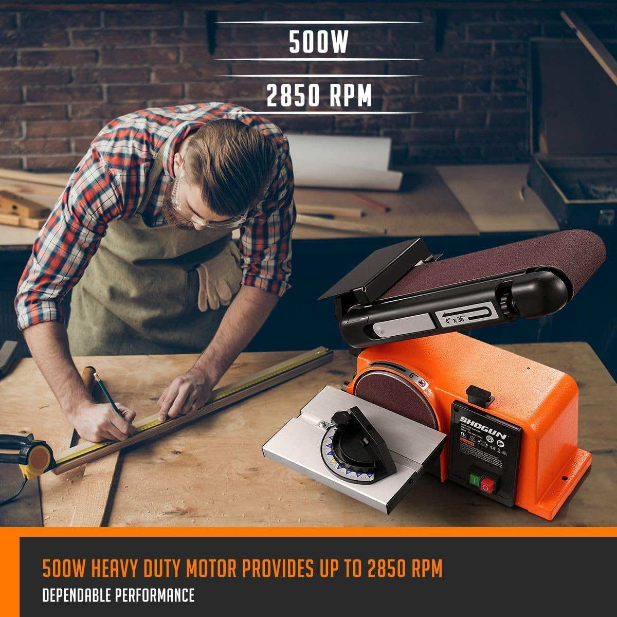 SHOGUN Belt Disc Sander Power Tool Linisher Machine Grinder Bench Sanding Grinding 4X36" Belt 6" Disc 500W image number 1