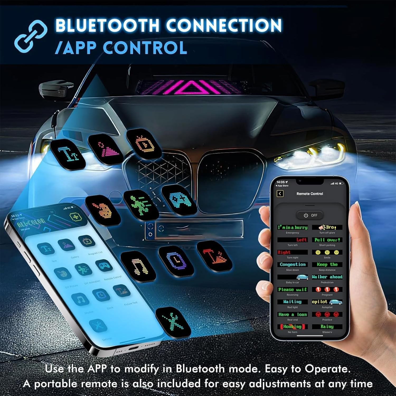 Homodoskey Devil Eyes Lights for Cars, 60X12Cm Programmable LED Eyes for Car/Truck Windshield, Flexible LED Display Screen Panel DIY Car Dynamic Smart Colorful Eye Lamp Soft Screen, 1Pack