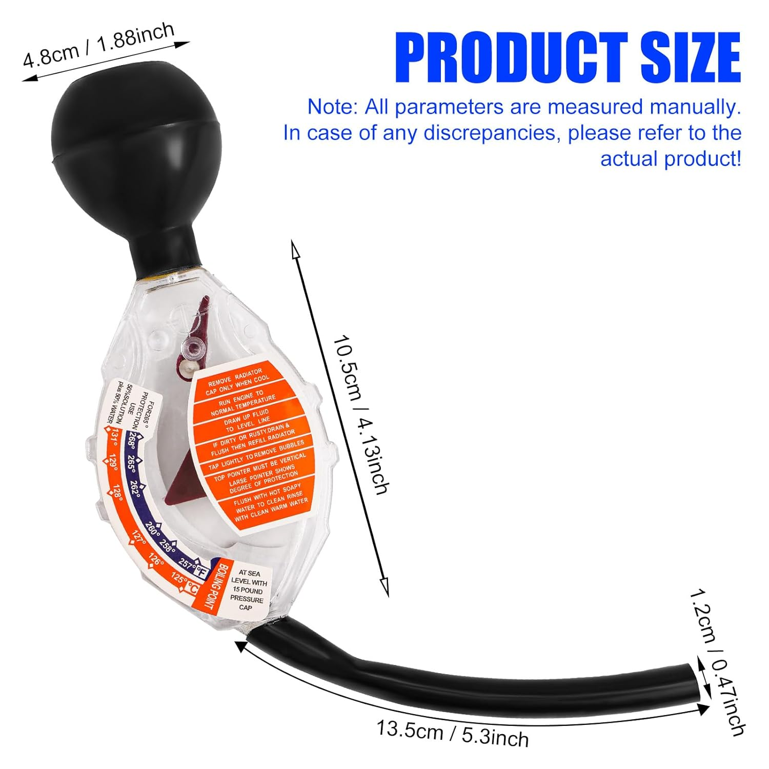 Antifreeze Coolant Tester, Dial Type High Accuracy Hydrometer Coolant Tester Universal Automotive Antifreeze Test Kit for Car Battery 6/12/24V Ethylene Glycol image number 2