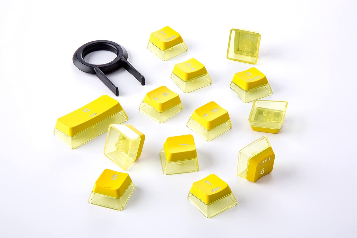 Gunmjo Crystal Pudding Keycap for Gaming Keyboard with Cherry MX Switches, ABS Translucent Keycaps for Backlit Mechanical Keyboard, OEM Profile 104 Keys with 6.25U Space Bar, Painted Yellow Color image number 6