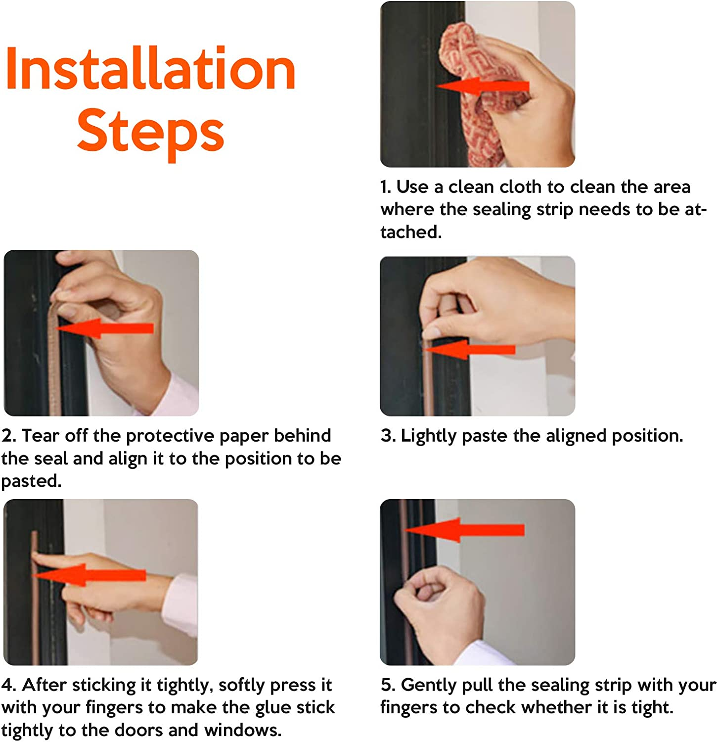 Valuehall Seal Strip 2 Rolls 65.6FT Self Adhesive Foam Window Seal Strip Weather Stripping for Doors and Windows Soundproofing Weatherstrip Collision Avoidance Rubber Gap Blocker V1A05 image number 6