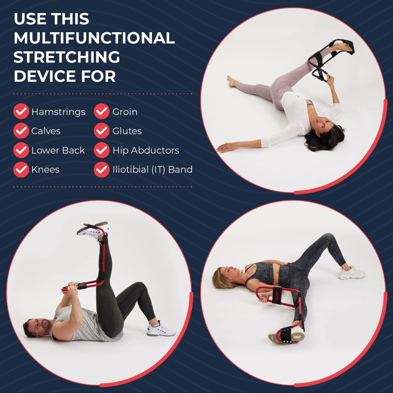 Idealstretch Original Hamstring Stretcher Device - Hamstring & Calf Stretcher Reduces Pain & Provides Deep Knee Stretch - Red image number 2