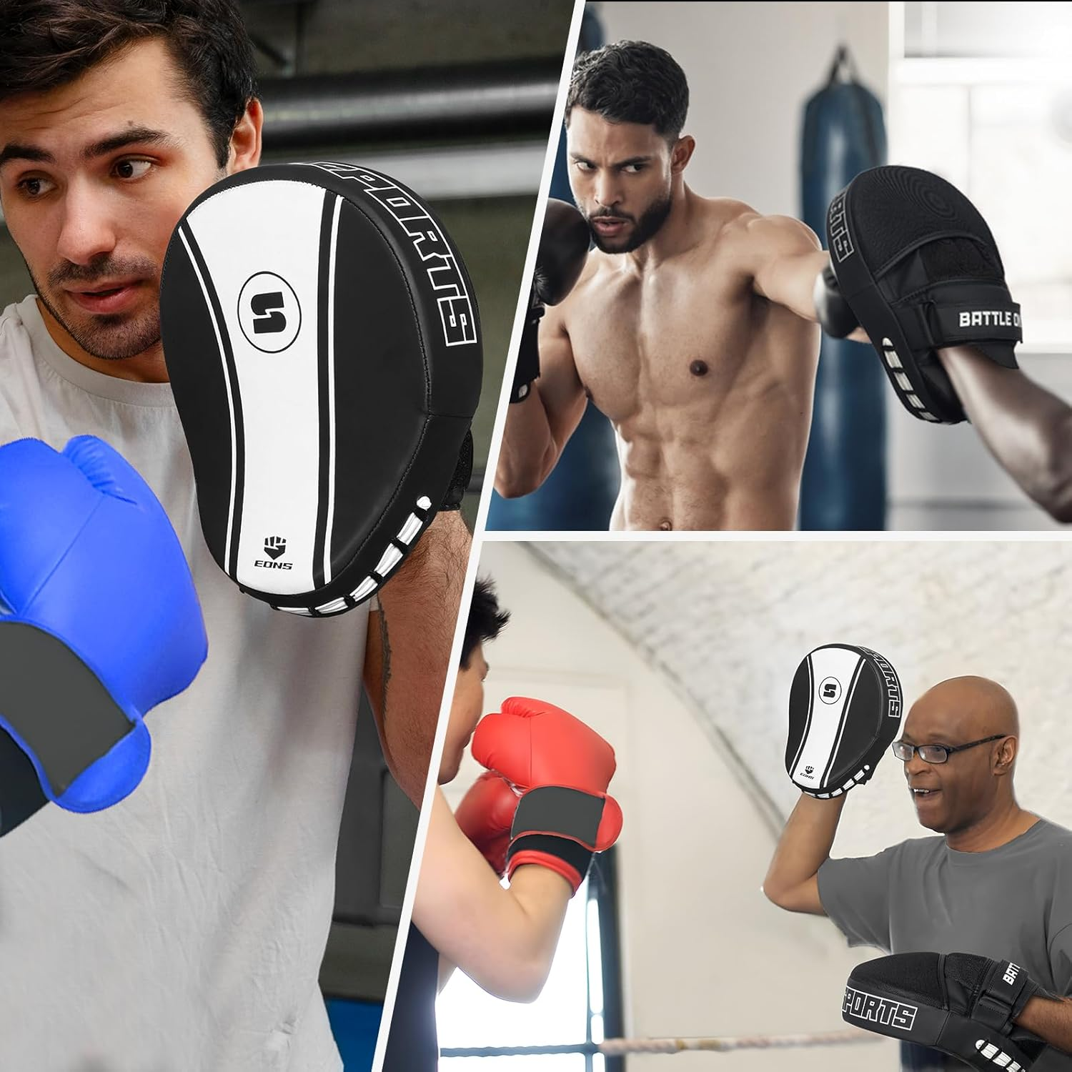 Stealth Sports Boxing Pads &ndash; Durable Curved Punching Pads &ndash; Ventilated Focus Mitts - Focus Pads for MMA Kickboxing Muay Thai Karate Sparring Martial Arts Hook and Jab Pads image number 6