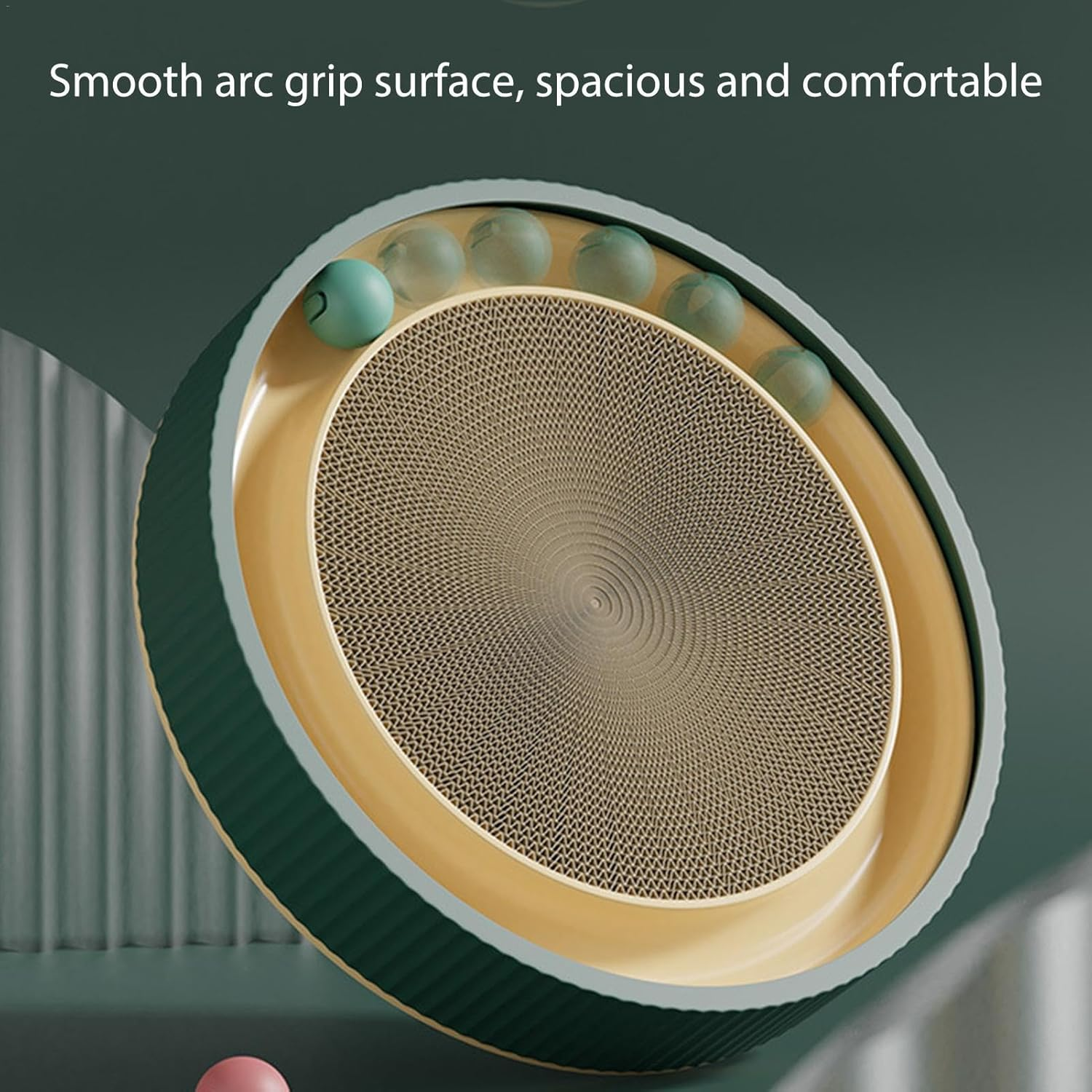 Cat Scratch Pad, Cat Scratcher Pad with Interactive Balls, Cat Scratching Board, round Cat Scratching Board, Cat Scratching Cardboard, Durable Cat Toy Ball Track for Furniture Protection, Supports Pet