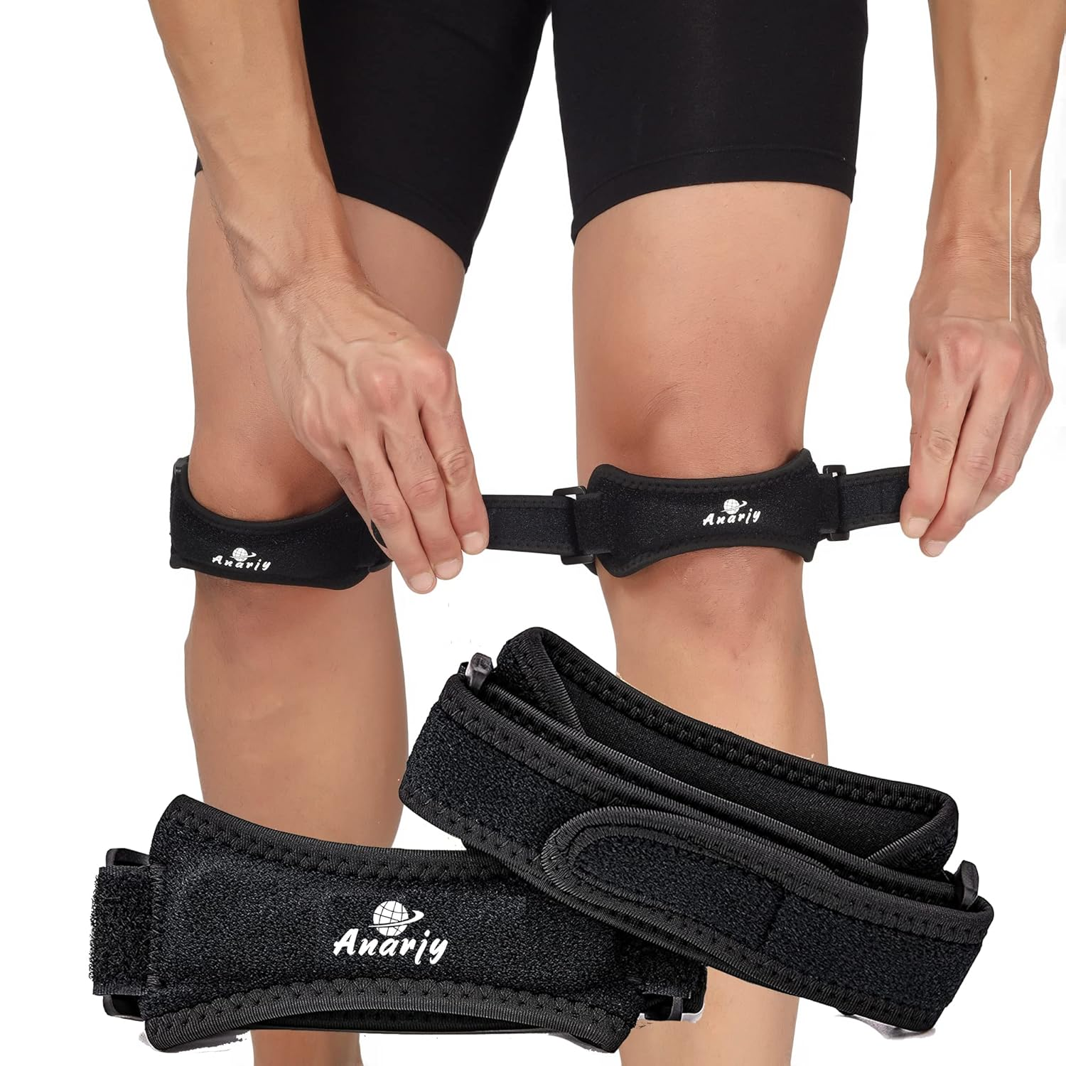 Patella Tendon Knee Strap (Pack of 2) &ndash; Adjustable Knee Pain Relief Brace, Patellar Support for Tendonitis, Osgood-Schlatter & Jumper&rsquo;S Knee &ndash; Breathable, Non-Slip Strap for Sports & Running image number 1