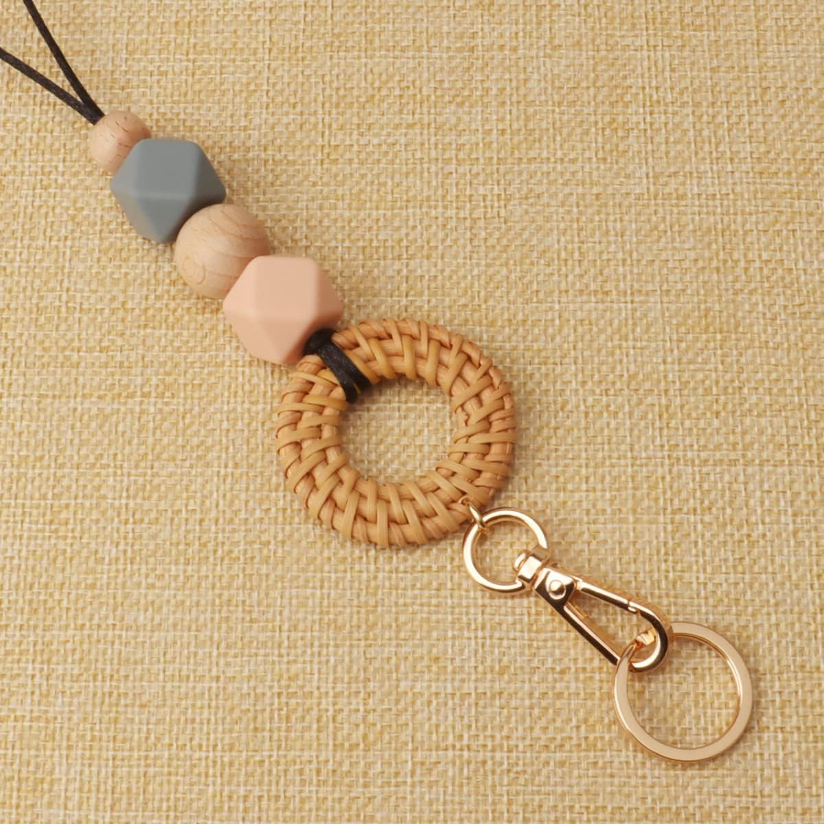 Teacher Lanyard for Id Badge Keys Cute Silicone Beaded Lanyards for Women Boho Wood Bead Lanyard Card Holder Wallet image number 6