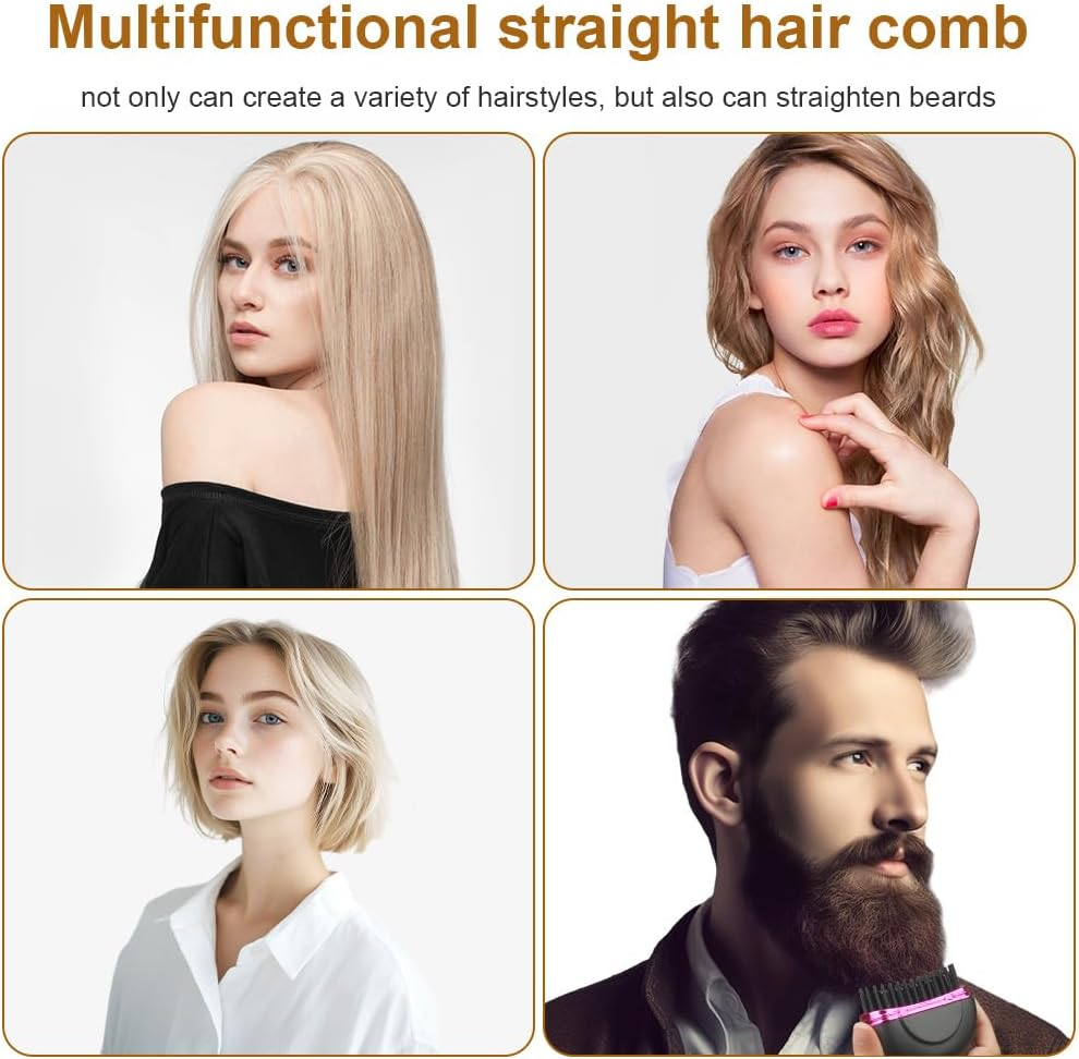 Alaoo Wireless Hair Straightening Brush, Mini Hair Straightener for Soft, Thinning, Thick and Curly Hair Types image number 5