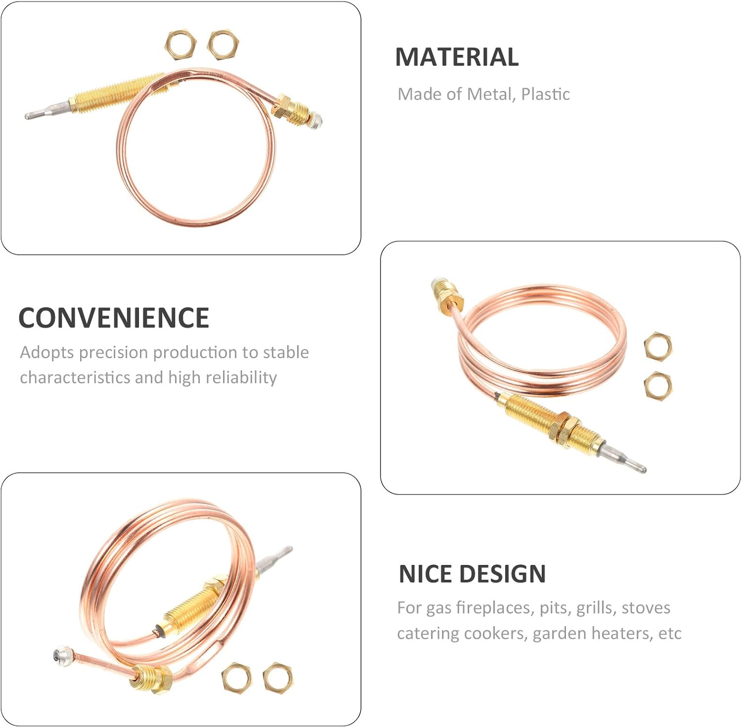 Gadpiparty Threaded Thermocouple Sensor High Temperature Fireplace Replacement Part for BBQ Grill and Accessories image number 5