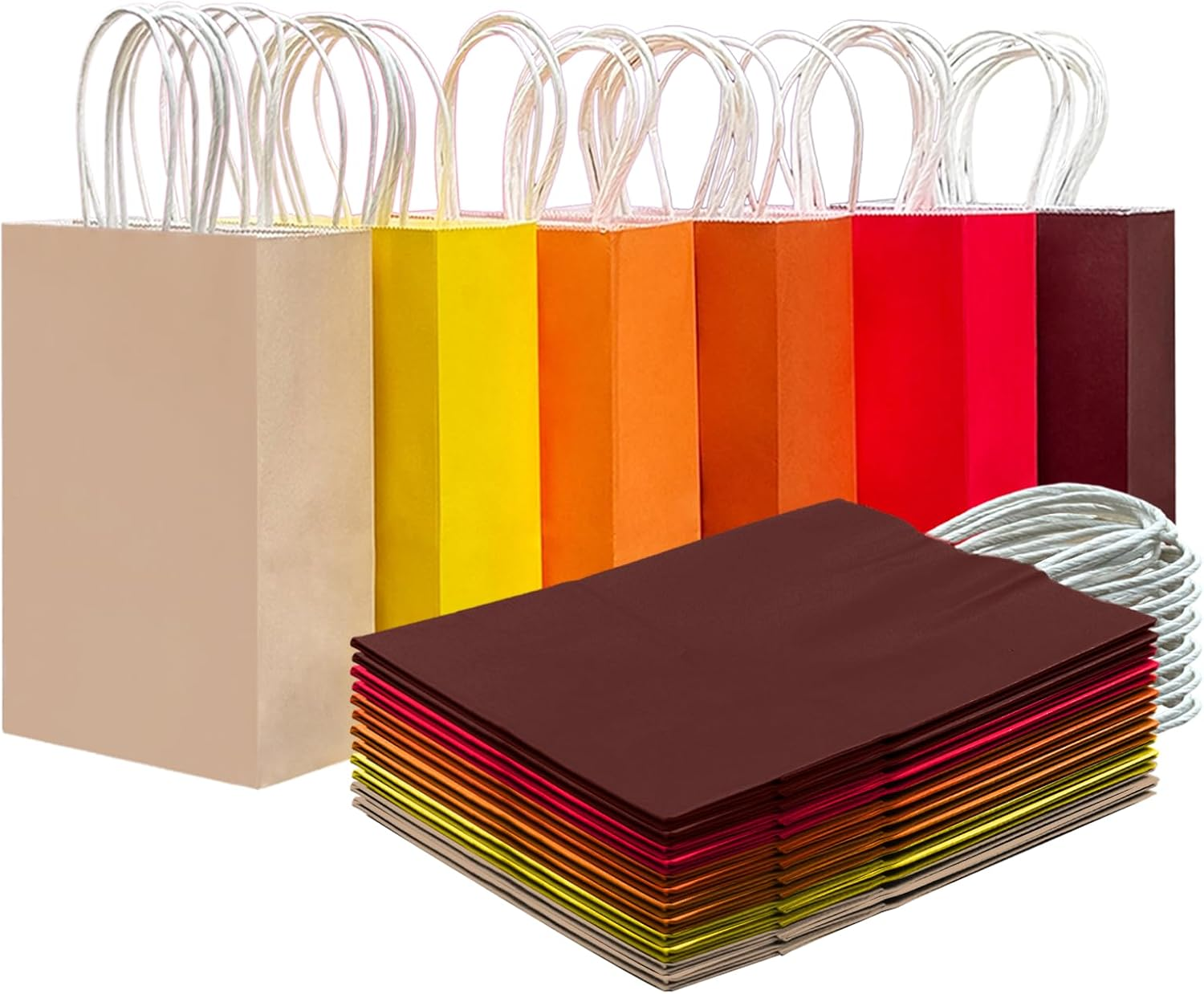 Qiqee 24PCS Small Gift Bag 15X8X21Cm with Handles Bulk Gift Bags 24 Different Senior Color Bags Multiple Uses (8.3X6X3.15Inch, Small Size)