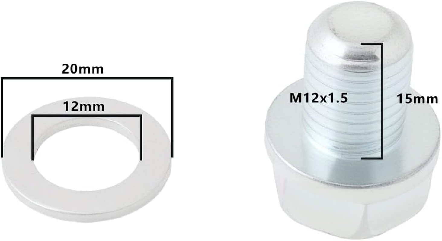 Emagtech 2Set Motorcycle Sump Bolt Plug M12*1.5 with Washer, Oil Drain Plug 92800-12000, 90407-259-000 Compatible with Honda CBF600 CBF1000 CBR125 CBR250 CBR600F image number 5