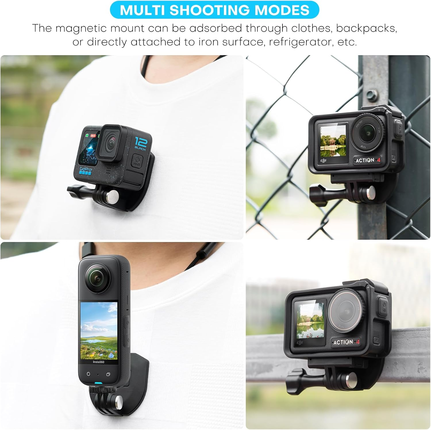 REYGEAK Magnetic Neck Strap Mount for Gopro Accessories First Person View Neck Mount Video Vlog Action Camera Mount Compatible with Gopro Hero 11 Black Hero 10/9/8/7/6/5, DJI Osmo Action 3, Insta360 Onex3 Onex2 Camera Cell Phone image number 2