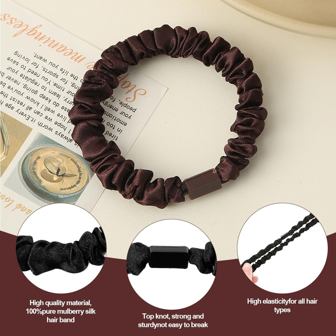 OUDQFCJ 16 Pieces Hair Rings Women'S Ponytail Holder Hairband Hair Band Silk Packaging Reusable (4 Colours) image number 4