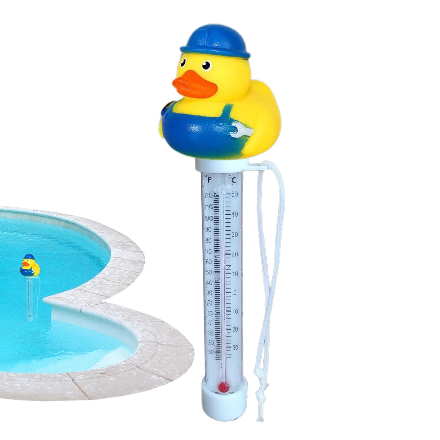 Floating Pool Thermometer, Cute Duck Design Water Temperature Gauge, Shatter-Proof Thermometer with String for Swimming Pools, Ice Baths, Hot Tubs, Cold Tubs, Ponds and Spas