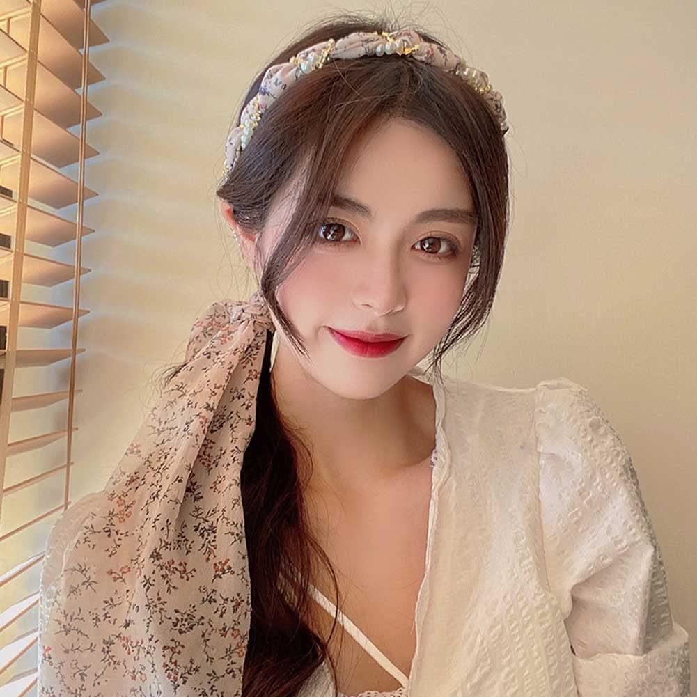 2PCS Retro Long Ribbon Headband, Magic Hair Clips for Women, Satin Fabric Hair Bands, Ribbon Scarf Headbands for Women, Non-Slip Cross Knotted Fabric Clip Hairband for Women image number 3