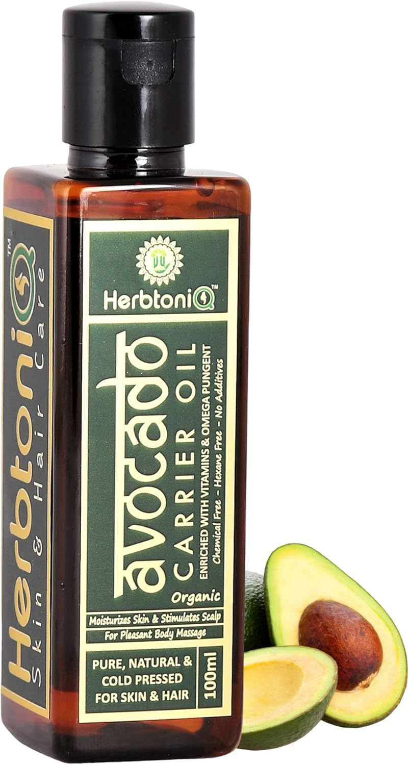 Herbtoniq Organic Avocado Cold Pressed Carrier Oil for Moisturizing, Healing, Dry Skin, Nails & Hair Care (100Ml, 3.38 Fl Oz) image number 2