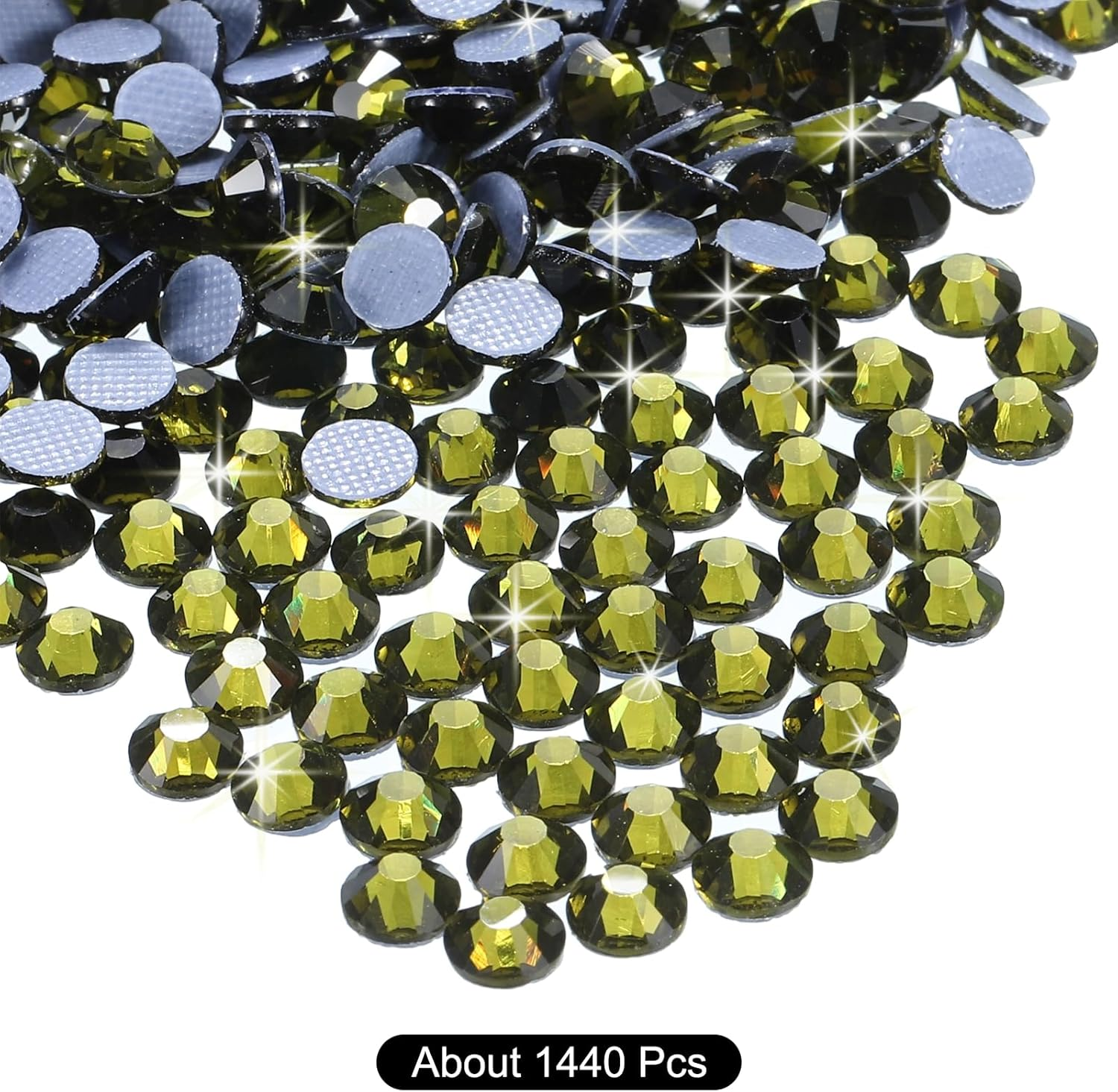 Sourcing Map 1440 Pcs Rhinestones Flatback Crystal Glass Gems for Crafts Clothes DIY Decoration(Ss20 4.8Mm,Olive Green) image number 2
