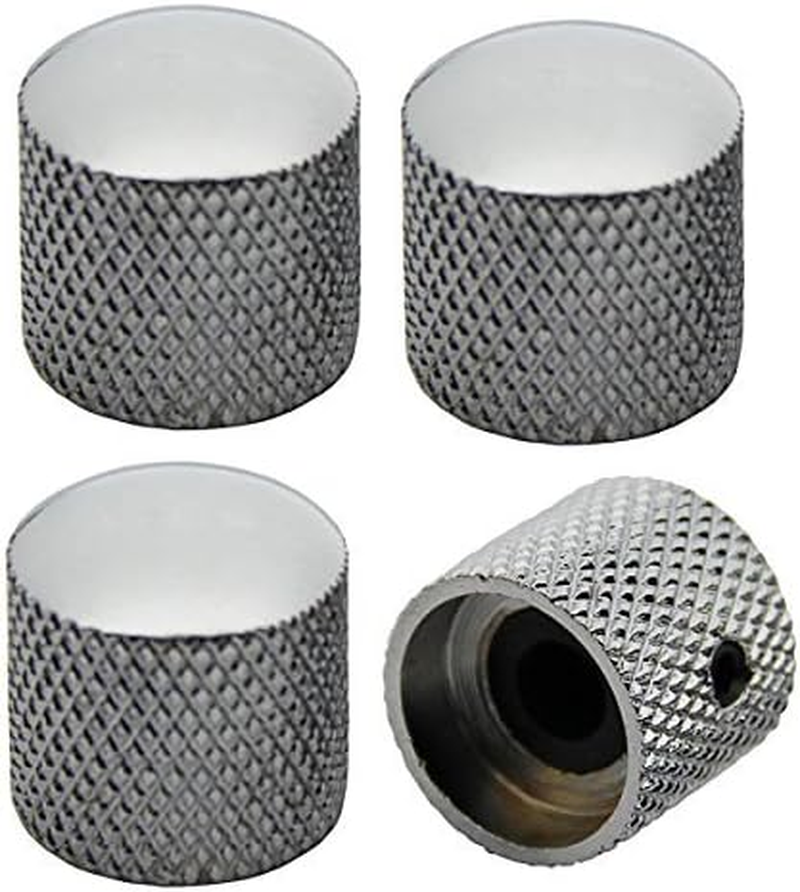 Musiclily Metric Heavy Metal Knurled Dome Control Knobs for Electric Guitar or Bass, Chrome(4 Pieces)