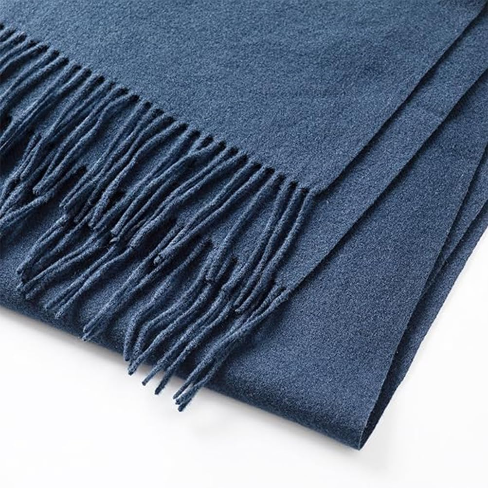 Winter Men Wool Scarf, Men'S Fall Mufflers Warm Pashmina Blue Shawls, Thick Warm, Soft Windproof Long Large Wraps 79" X 13" Suitable for Autumn Cold Weather image number 3