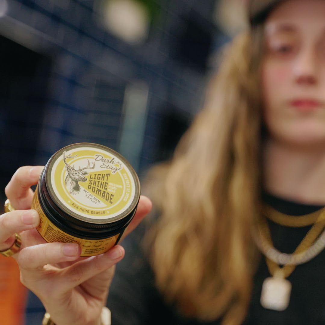 Dark Stag Light Shine Pomade, Professional Hair Styling Product for Men, Water Based for Easy Wash Out, Medium Firm Hold 100Ml / 3.5Oz