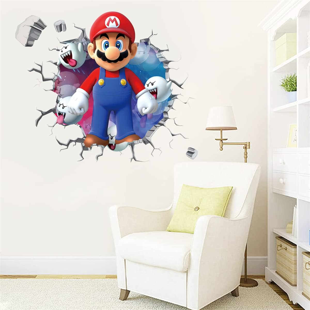 Mario Brothers Wall Decals Children Cartoon Bedroom Background Decoration PVC Wall Decor for Boys Room Living Room (Size 23.7 X 17.7 Inch) image number 3