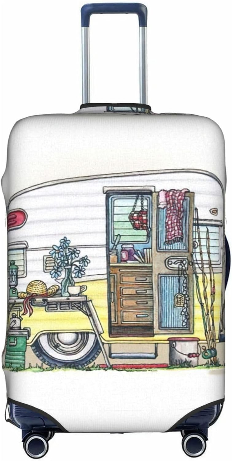 Odddot Happy Campers Print Travel Luggage Cover,Suitcase Protector Cover, Washable Baggage Covers,For 18-32 Inch Luggage, Happy Campers, Medium image number 4