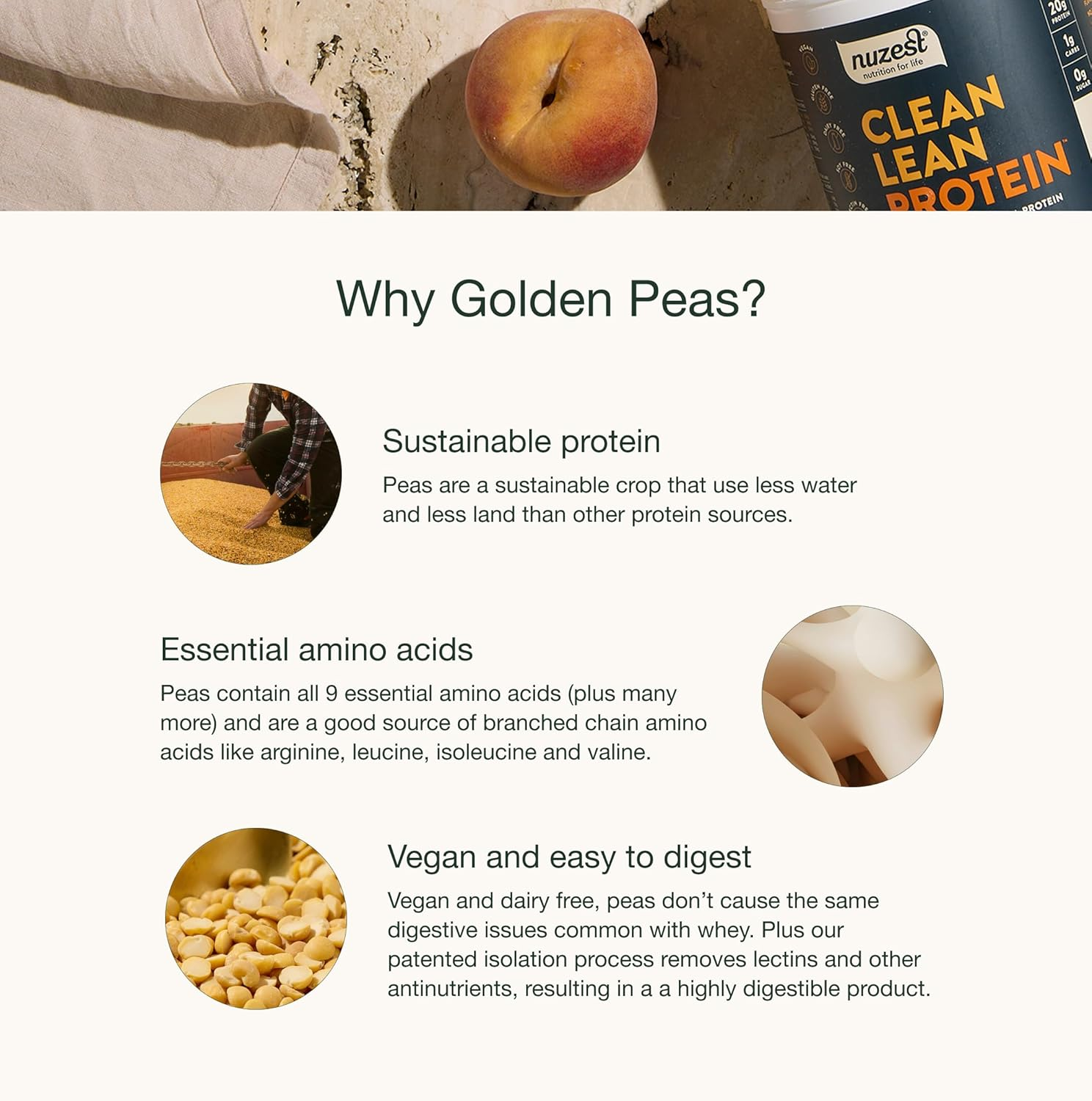 Nuzest - Clean Lean Pea Protein - Vegan Protein Powder - Complete Amino Acid Profile - Plant-Based Workout & Recovery Fuel - All Natural Food Supplement (250G, Salt Caramel) image number 2