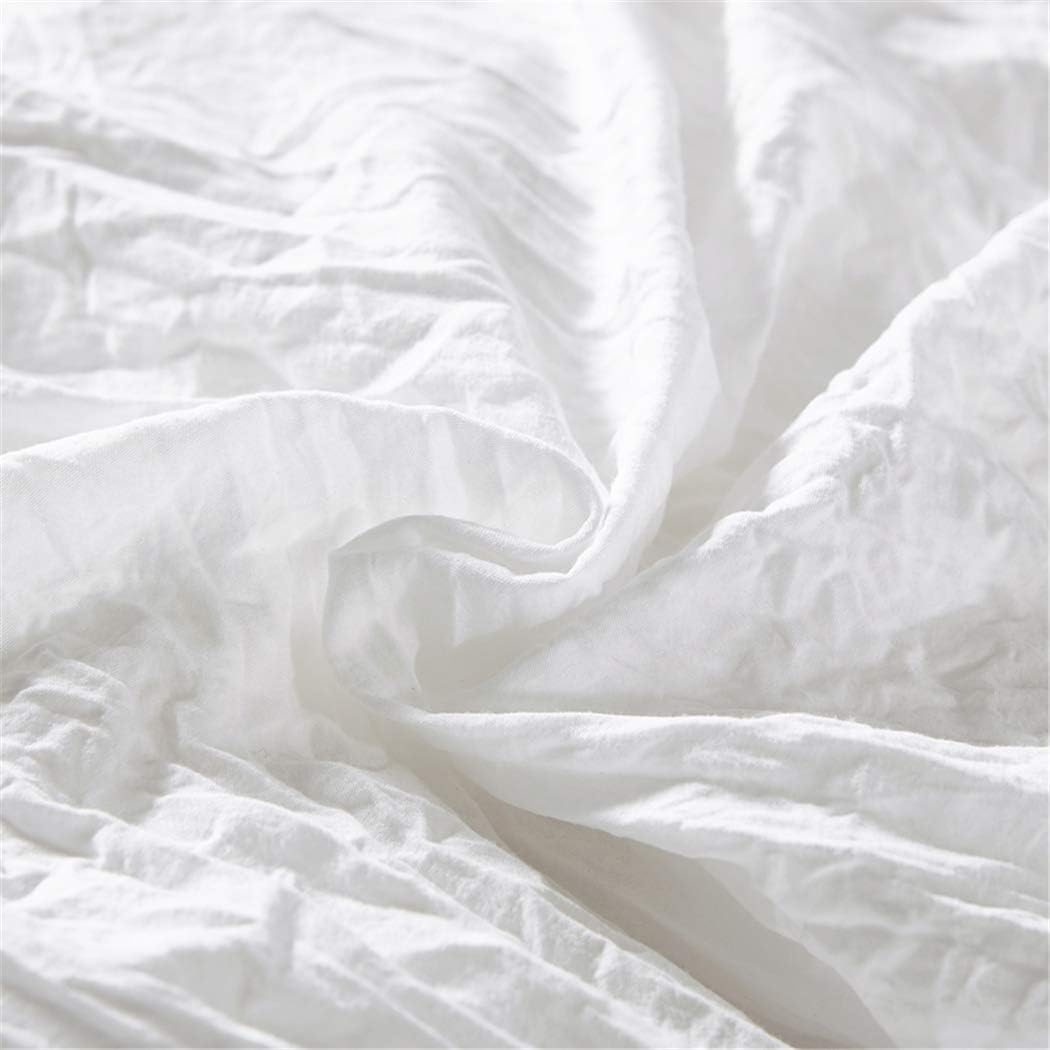 MOOWOO Ruffle Duvet Cover Set, Soft and Breathable Washed Microfiber 3Pcs Bedding Set, Shabby Chic Farmhouse Duvet Cover and Pillow Shams, Zipper Closure & Corner Ties, Easy Care -(White, Queen) image number 4