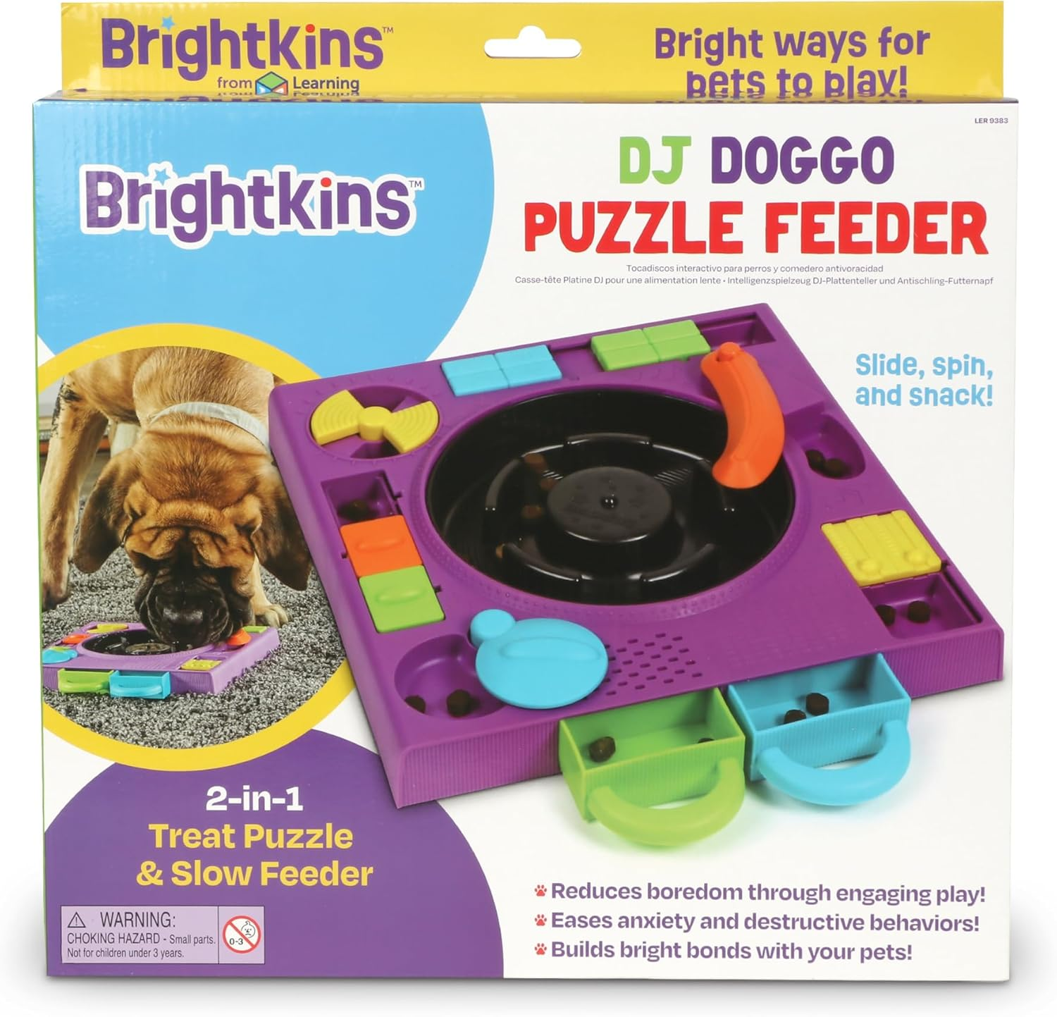 Brightkins LER9383 Dog Toy, Treats Mikke! DJ Puzzle, for All Breeds, Nosework, Snacks, Authentic image number 3