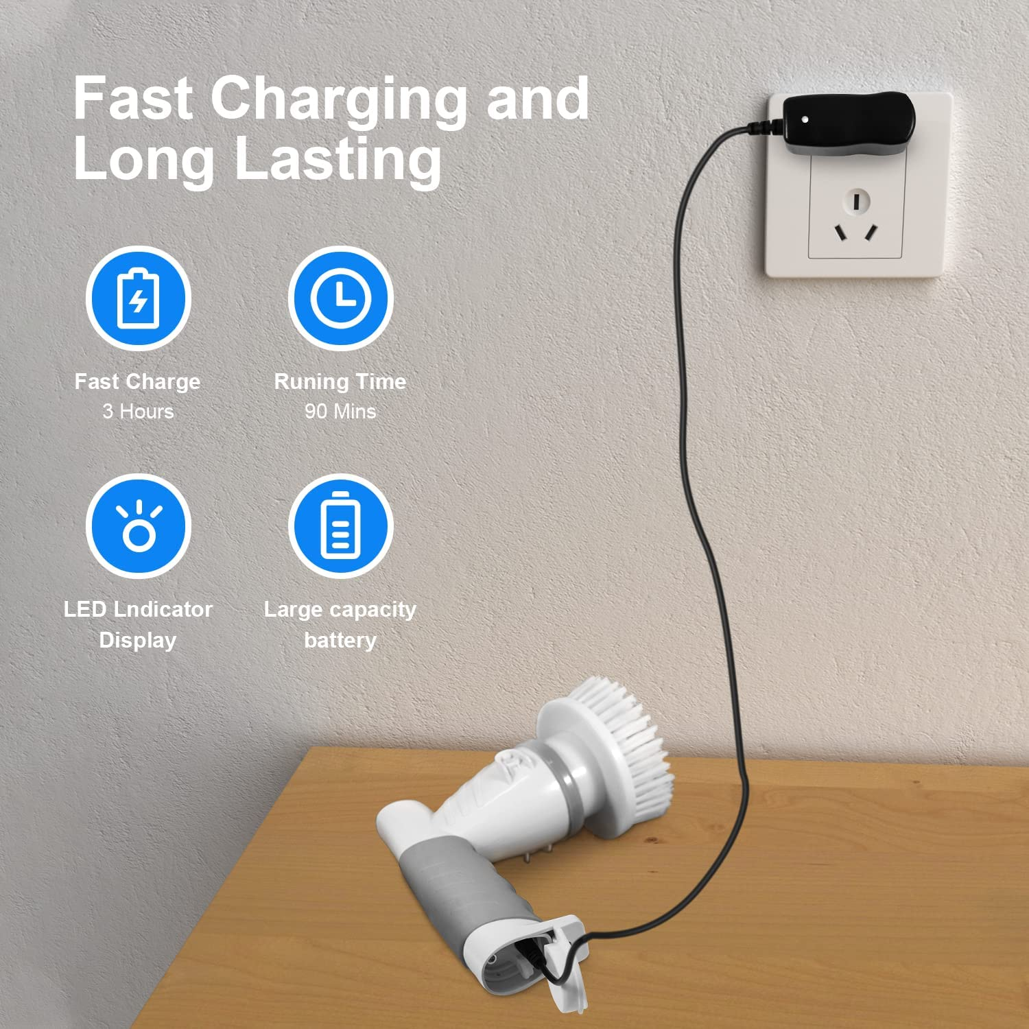 Electric Spin Scrubber Portable Cordless Power Electric Scrubber Rechargeable Electric Cleaning Brush with 4 Replaceable Brush Heads for Cleaning Bathroom Tub Ceramic Tile Floor Sink Kitchen and Car