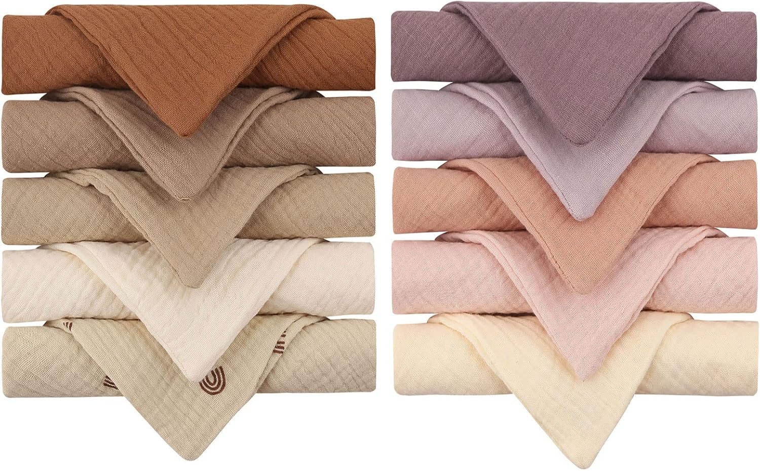 Muslin Squares for Baby, Pack of 10 Muslin Squares 23 X 23 Cm / 9.06 X 9.06 Inches Baby Burp Cloth Cotton Face Towels Super Soft