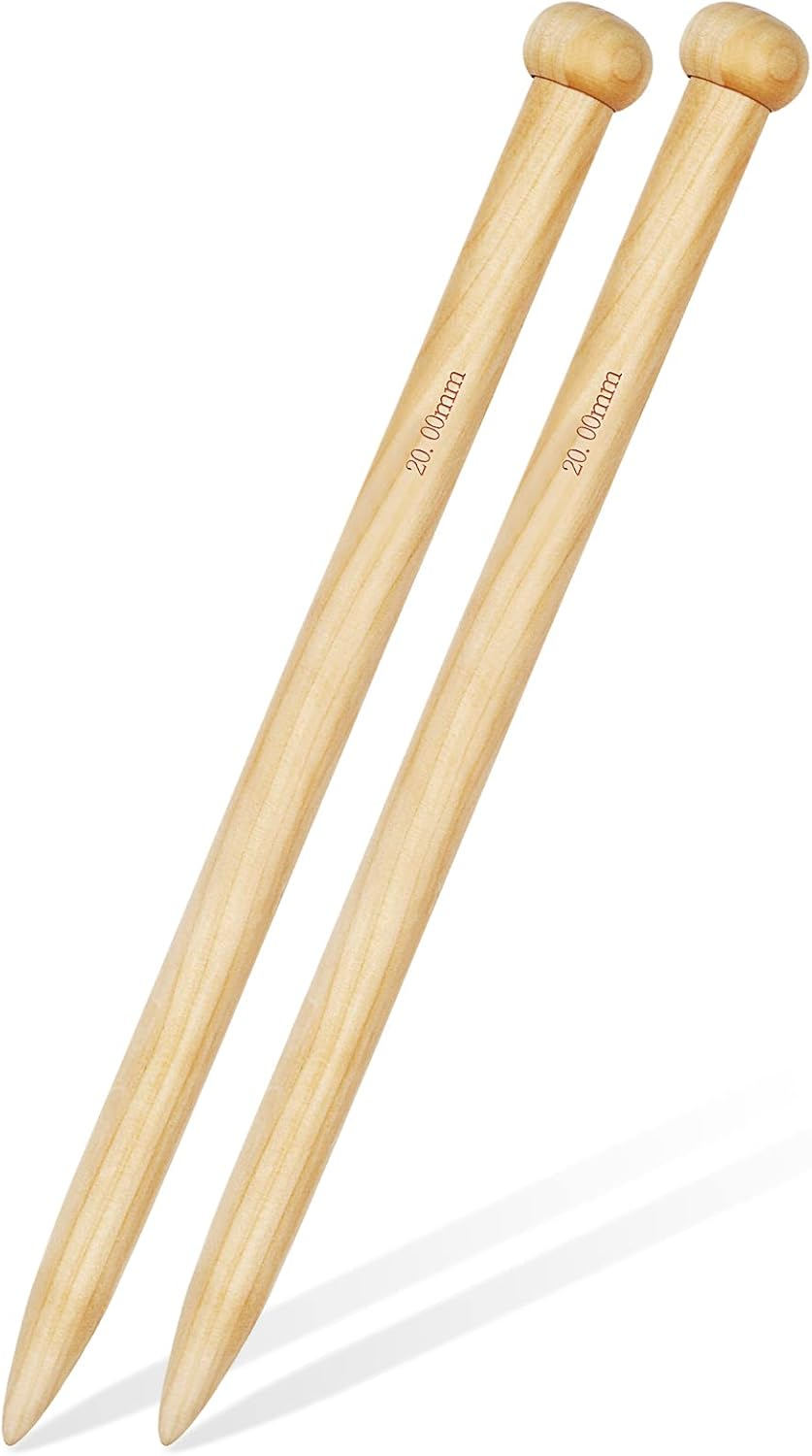 Aeelike 15Mm Knitting Needles, Thick Bamboo Knitting Needles 35Cm Long, Chunky Wooden Knitting Needles for Arthritic Hands, Large Knitting Needles 15Mm for Chunky Blanket Knitting
