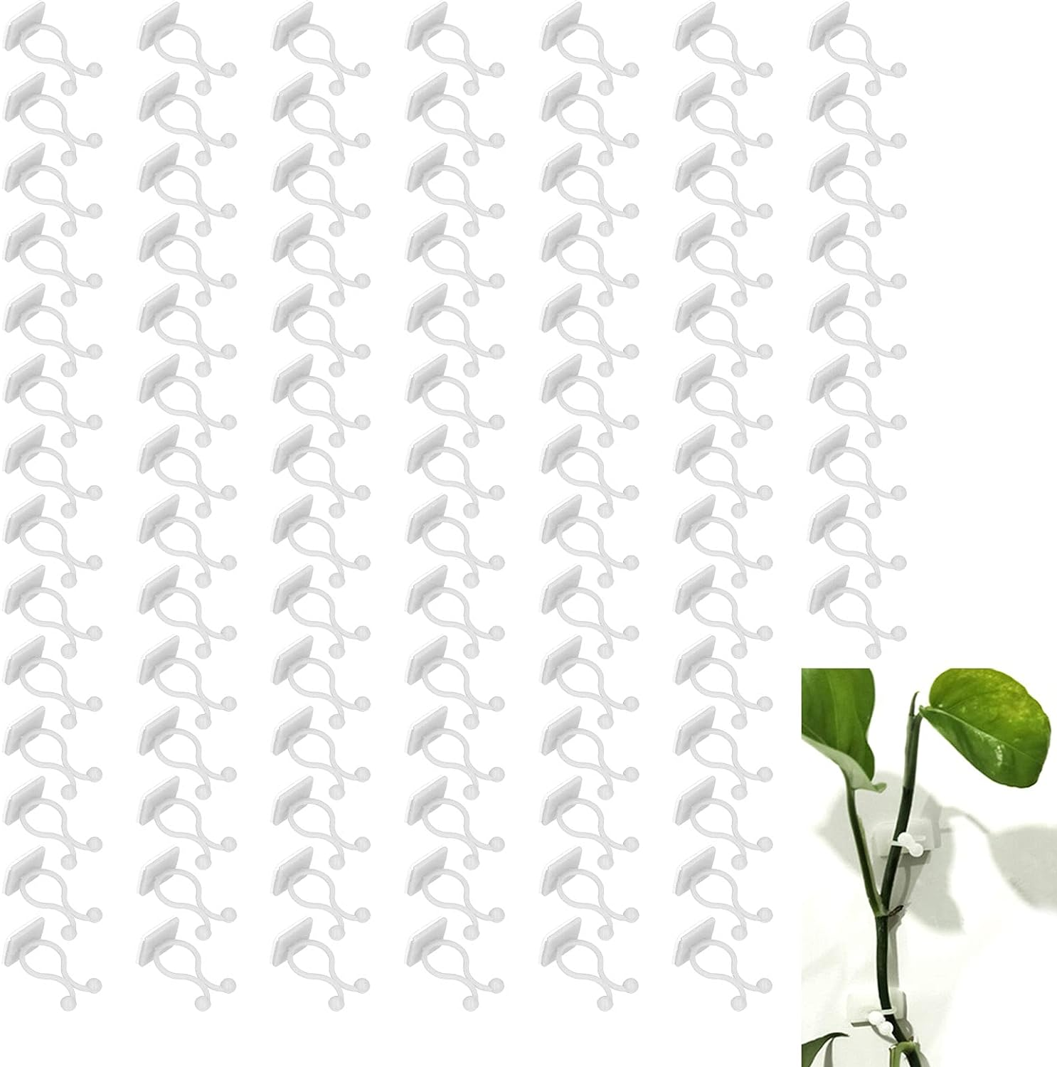 Ejoyous 100 Pcs Plant Climbing Wall Fixing Clips (1.4X0.8X0.8In) Eco-Friendly ABS Material, Tool-Less Installation Knob Design, Non-Damaging, for Vines Indoor/Balcony/Garden/Greenhouse (White) image number 5