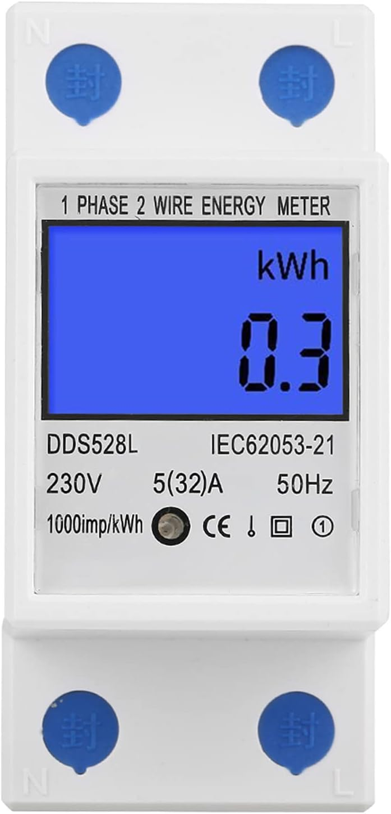 Single Phase DIN Rail Energy Meter, Voltage Current Power and Kwh Meter, LCD Display Electricity Anti-Stealing 5-32A image number 5