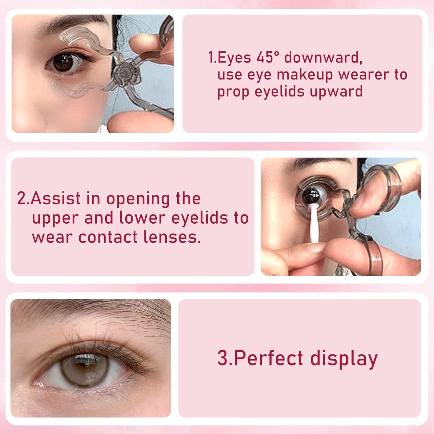 EKIND Contact Lens Wearing Aid, Eyelid Stretcher for Easy Insertion and Removal of Contact Lenses, Improves Wearing Comfort and Convenience, for Daily Use and Outdoor Travel (Purple) image number 4