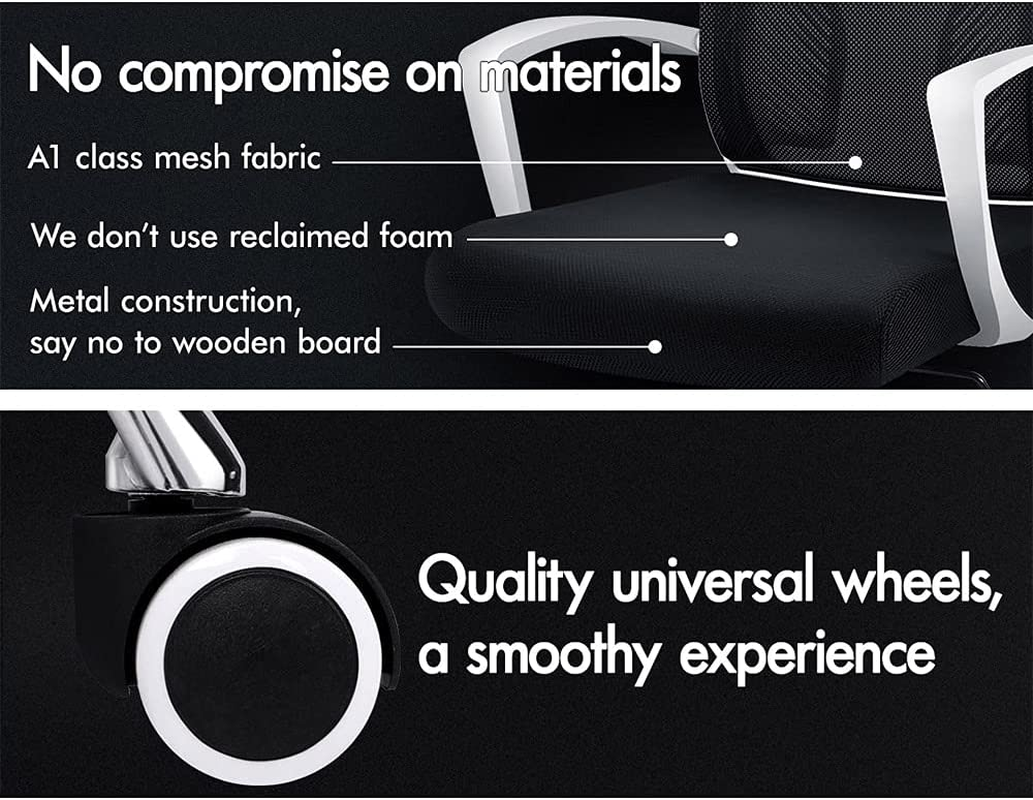 ALFORDSON Mesh Office Chair with Sgs-Approved Gas-Lift and 120&deg; Tilt, Mid Back Executive Computer Desk Chair, Fabric Seat Gaming Racing Chair, Max 180Kg Loading(Ford Black) - Fina All Black image number 2