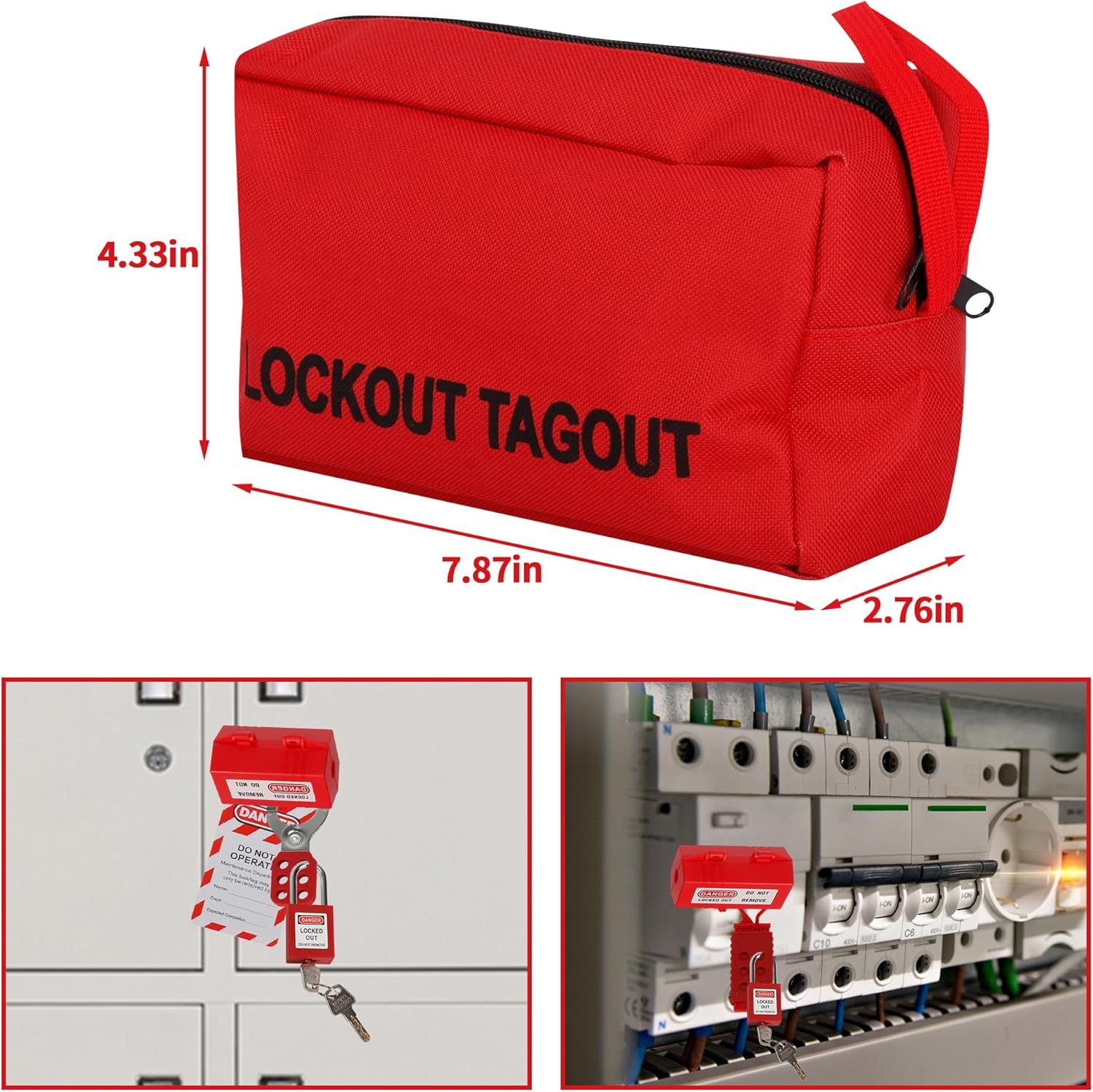 BEELUCK Electrical Lockout Tagout Kit, Includes Loto Padlocks, Plastic Hasp, Steel Hasp, Circuit Breaker Lockouts, Plug Lockout, Lockout Tagout Tags, Nylon Zip Ties and Carry Bag