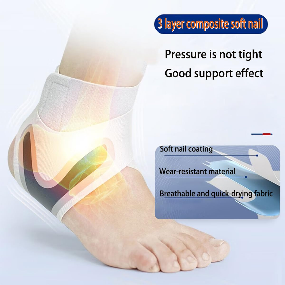 Ankle Support Brace， Open-Heel Ankle Brace with Adjustable Straps for Sports Protect, Plantar Fasciitis, Achilles Tendonitis, Ligament Damage, Injury Recovery，Male and Female, Distinguish Left and Right (Left, L) image number 2