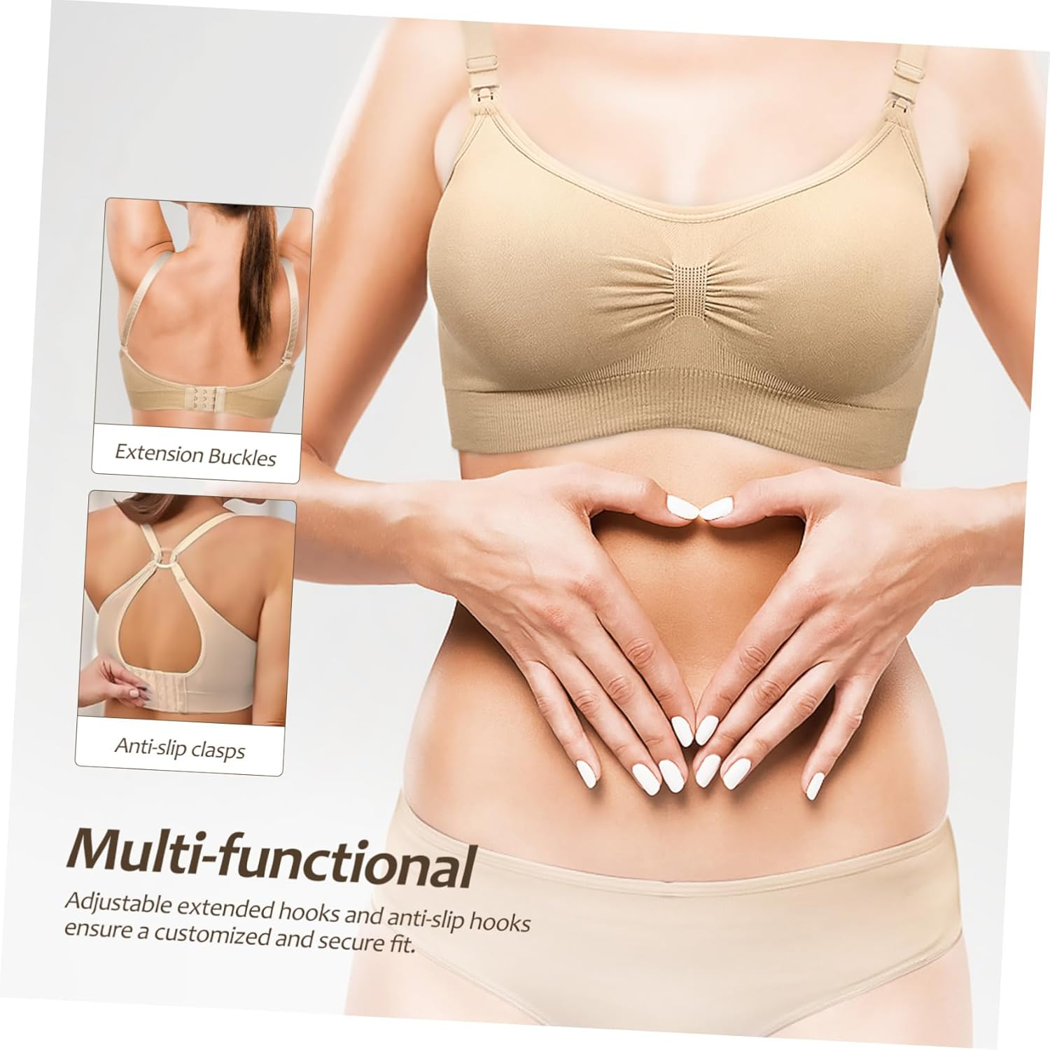 Ipetboom Maternity Nursing Bras with Extenders for Breastfeeding Comfortable and Stylish Breastfeeding Bras for Moms Skin image number 1