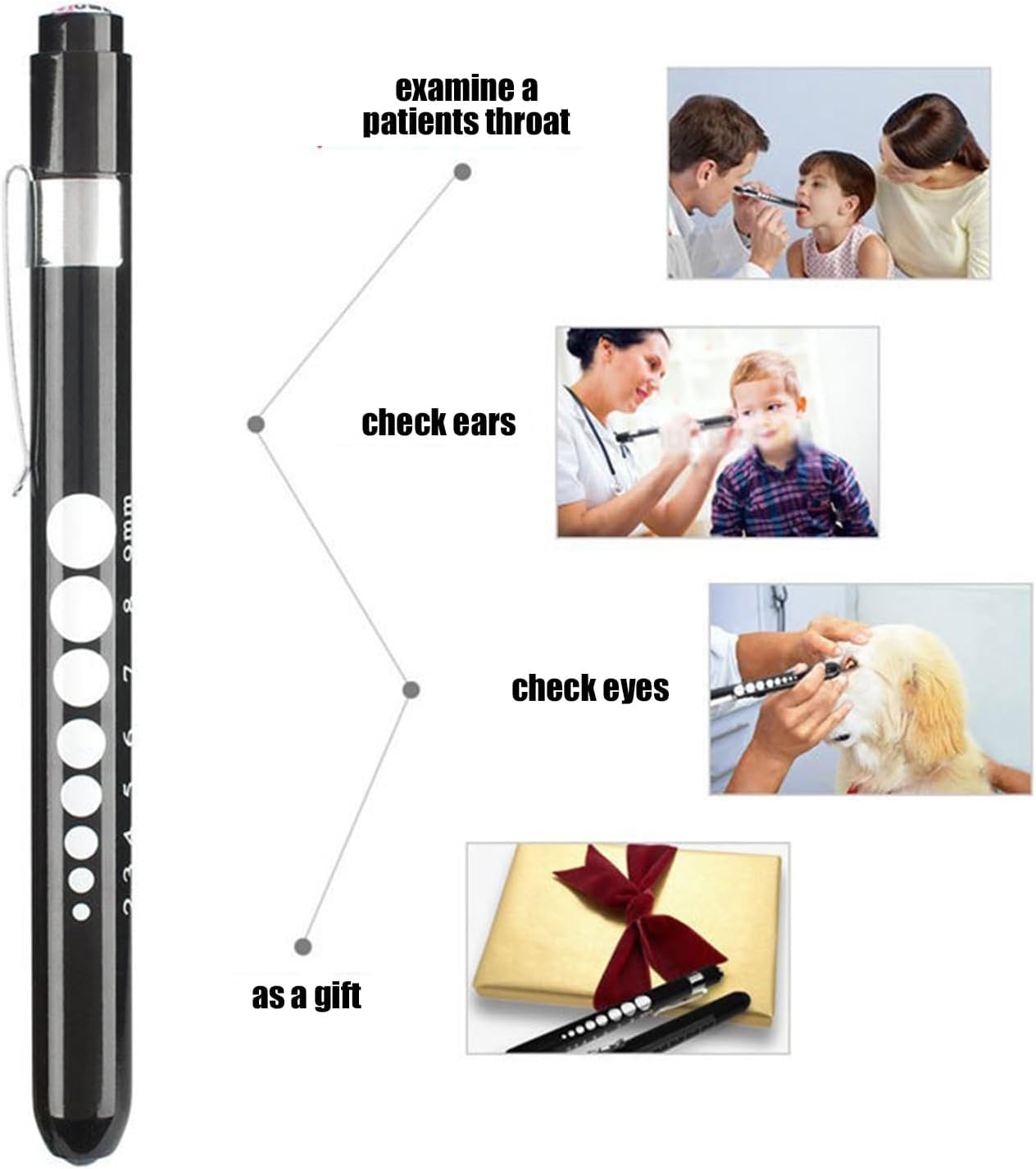 Xolixorium LED Medical Pen Light with Pupil Gauge and Pocket Clip &ndash; Torch for Doctors, Nurses, OSCE Exams, Clinical Use, First Aid, Nursing Practice image number 3
