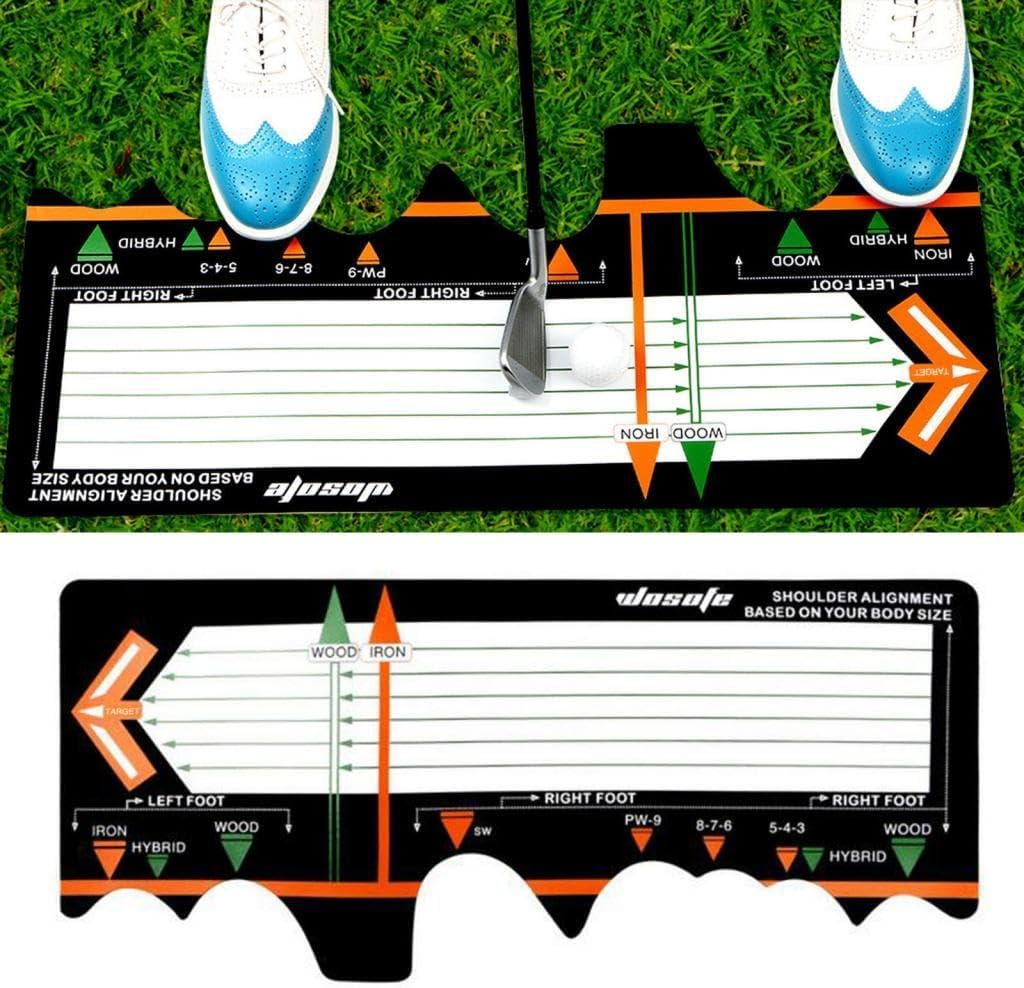 Oshhni Golf Training Mat, Golf Swing Training Aids Pad Swing Posture Correction Aids Portable Golf Station Board Swing Trainer for Indoor Outdoor image number 1