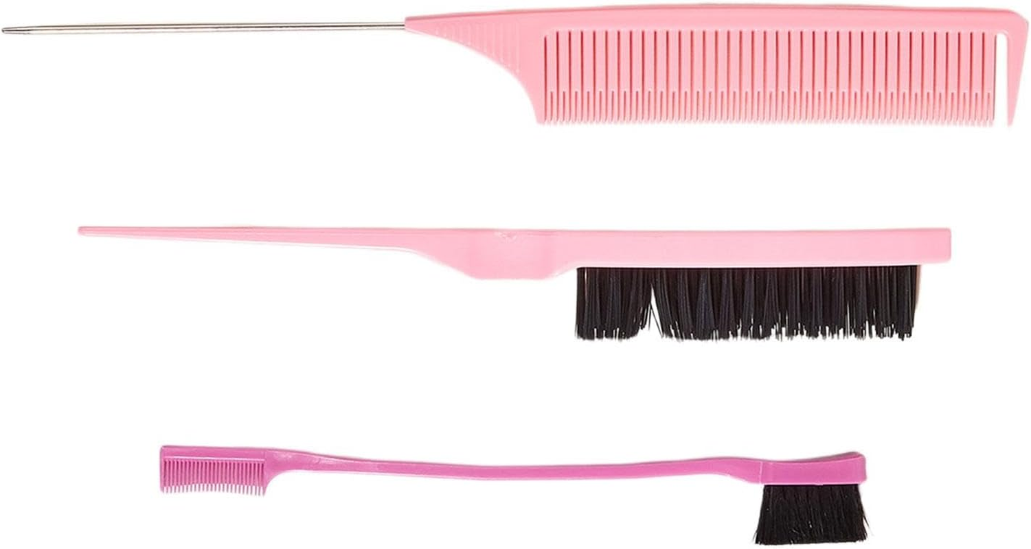 Eigell 3 Pieces Hair Styling Comb Set, Pin Tail Combs Sturdy Slick Brush Set Bristle Hair Brush Edge Brush for Smoothing Hair & Flyaways image number 4