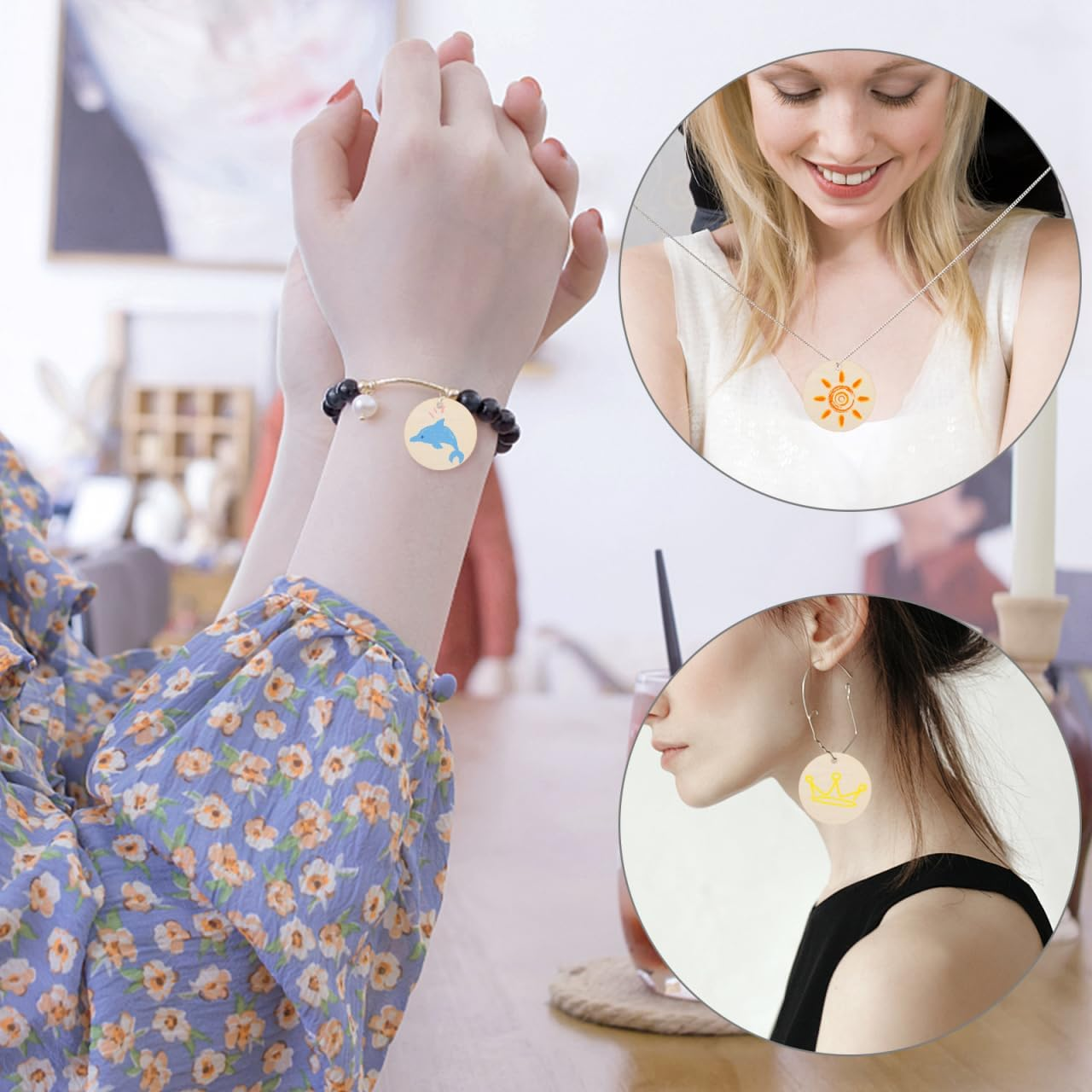 100Pcs Blank round Wood Slices 4Cm Natural Unfinished Wood Circles for DIY Crafts, Wedding Decorations, Christmas Ornaments image number 4