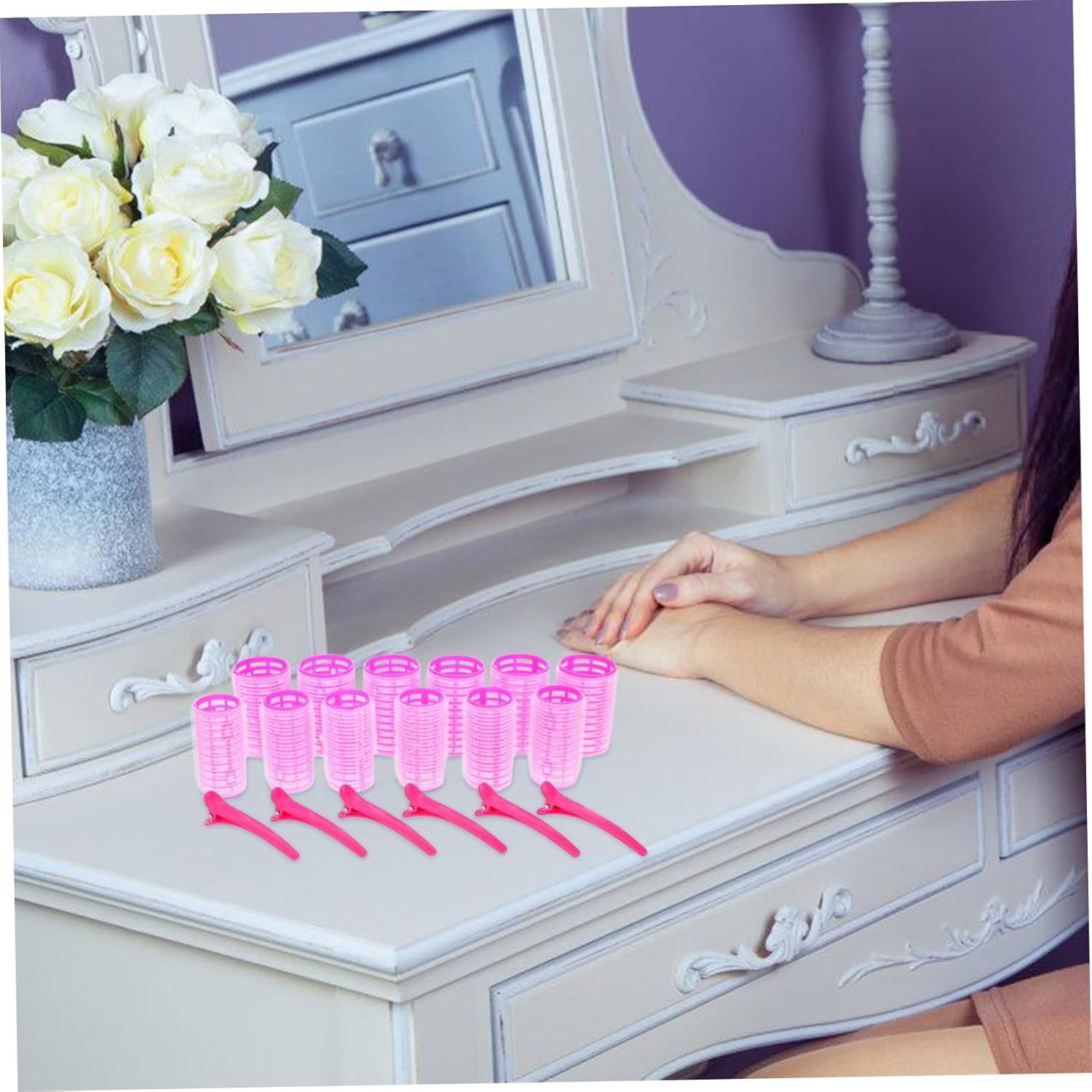 WEKADRIN 18Pcs Hair Curlers Set Fringe Curler Rollers Volumizing Hair Clips Rollers for Women Styling Tool Bangs image number 6