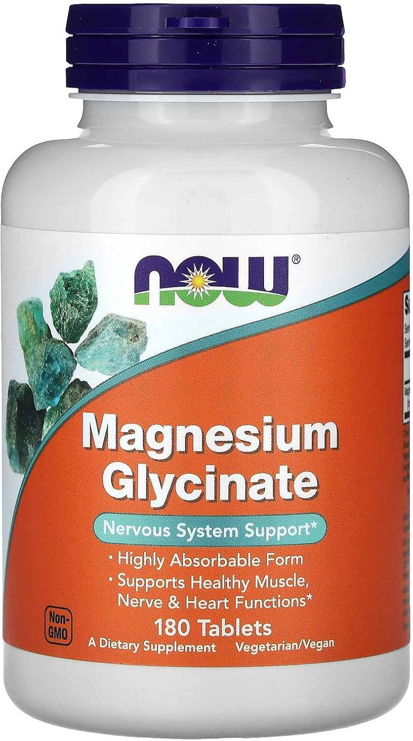 NOW Supplements, Magnesium Glycinate 100 Mg, Highly Absorbable Form, 180 Tablets image number 1