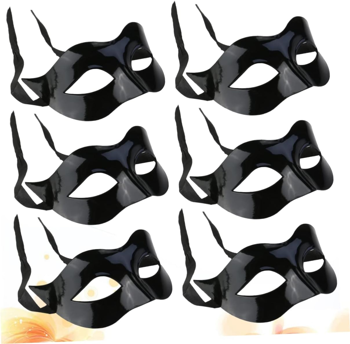 SHOWERORO 6Pcs Black Half Face Mask for Men Plastic Eye Mask Masquerade Cosplay Party Costume Accessory