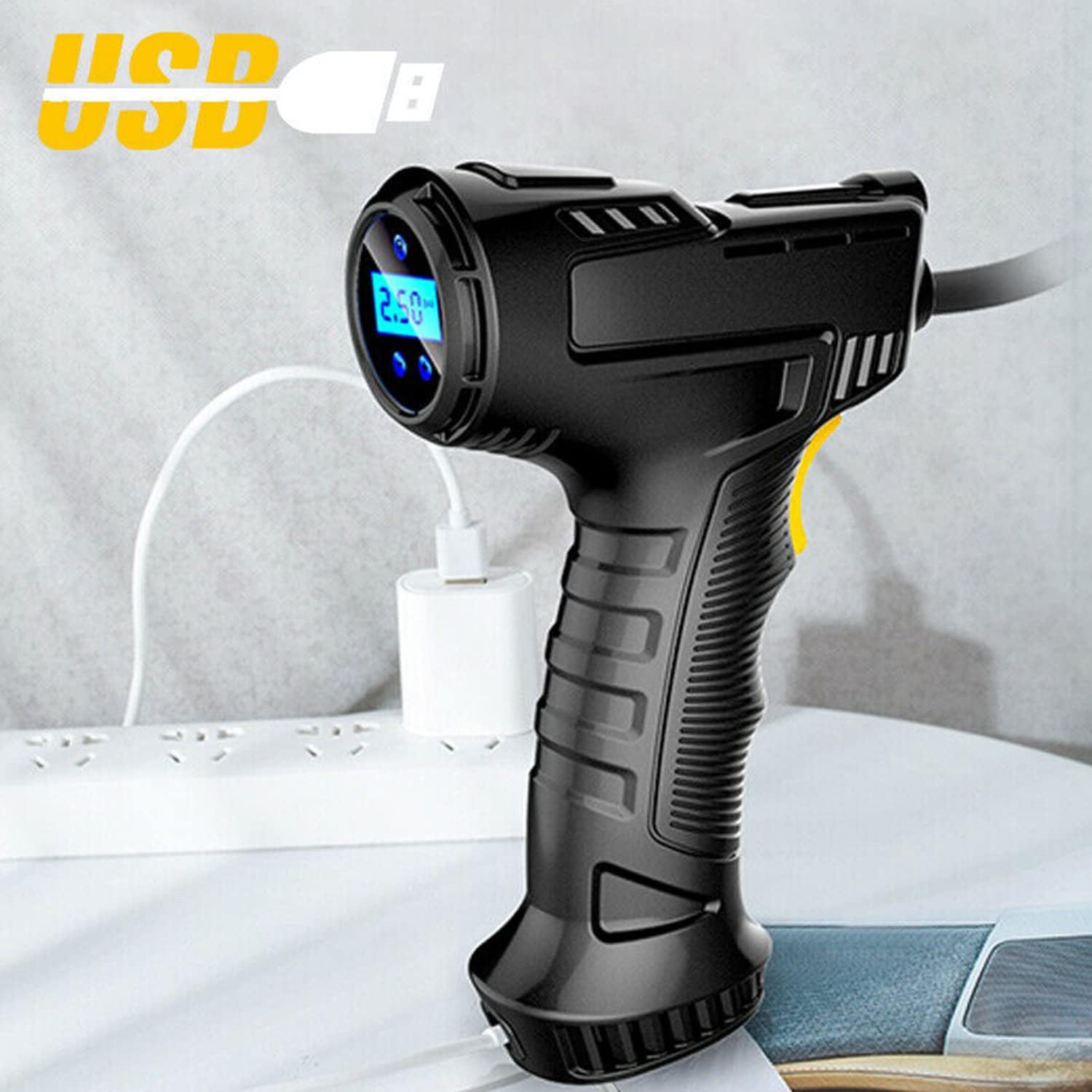 Automatic Cordless Car Tyre Inflator Handheld LCD Digital Air Compressor Pump for Car, Bike, Motorcycle, Balls