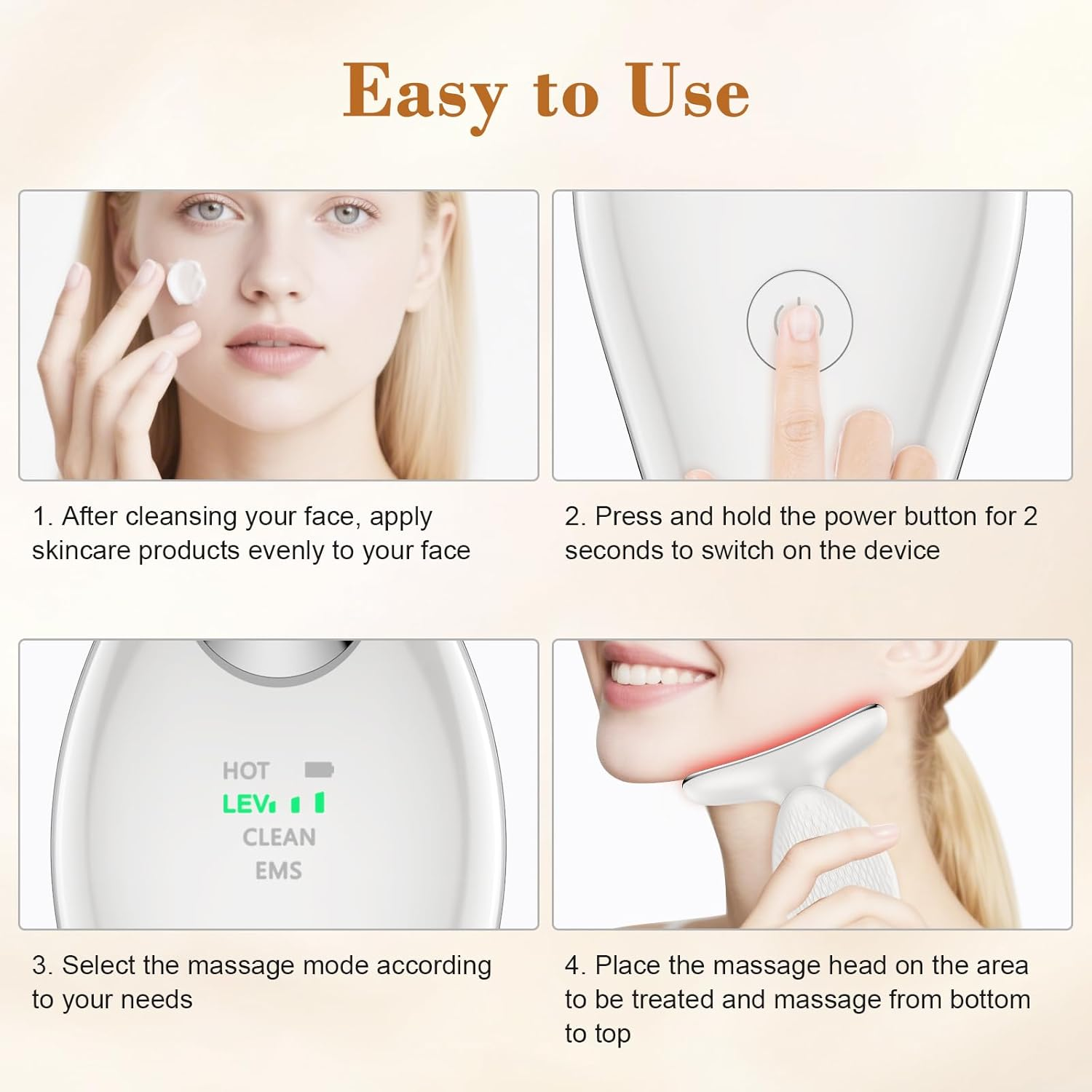 DOCOCO Face and Neck Massager, 45&deg;C Thermal Red Light Therapy for Face, Portable Facial Massager for Skin Tightening, Face Lift, Face Sculpting Tool - White image number 2