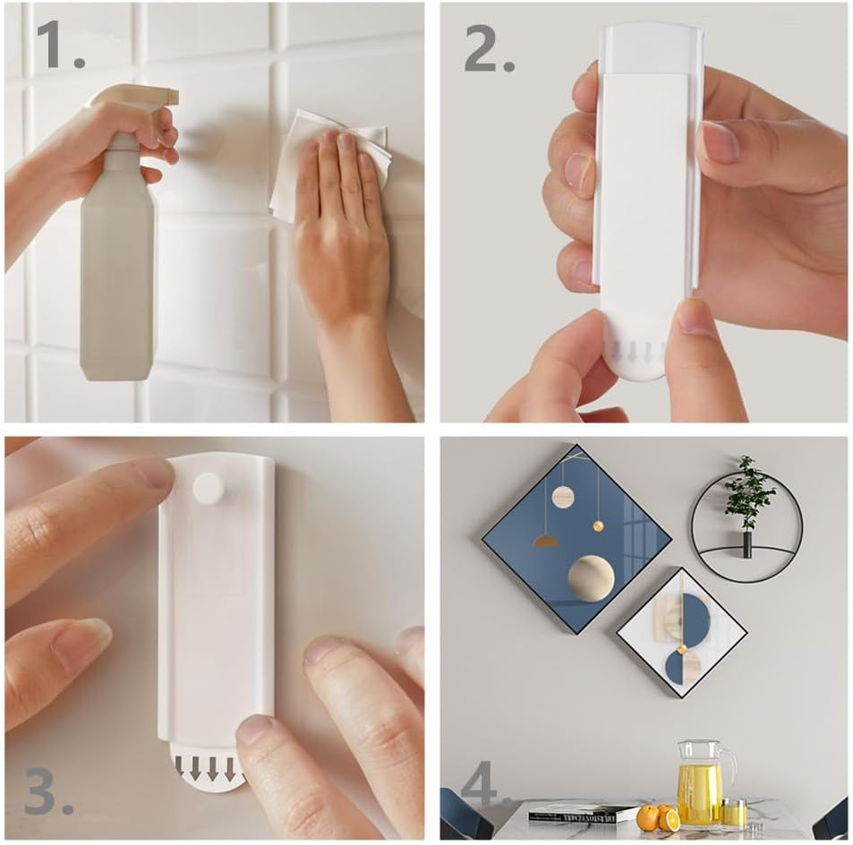 Invisible Adhesive Picture Hanger, Wanfoou 10 Picture Hangers, 12 Large Removable Adhesive Strips, Large Universal Frame Hanger, Damage Free Picture Hanging Hooks Heavy Duty, No Nails Picture Hooks image number 2