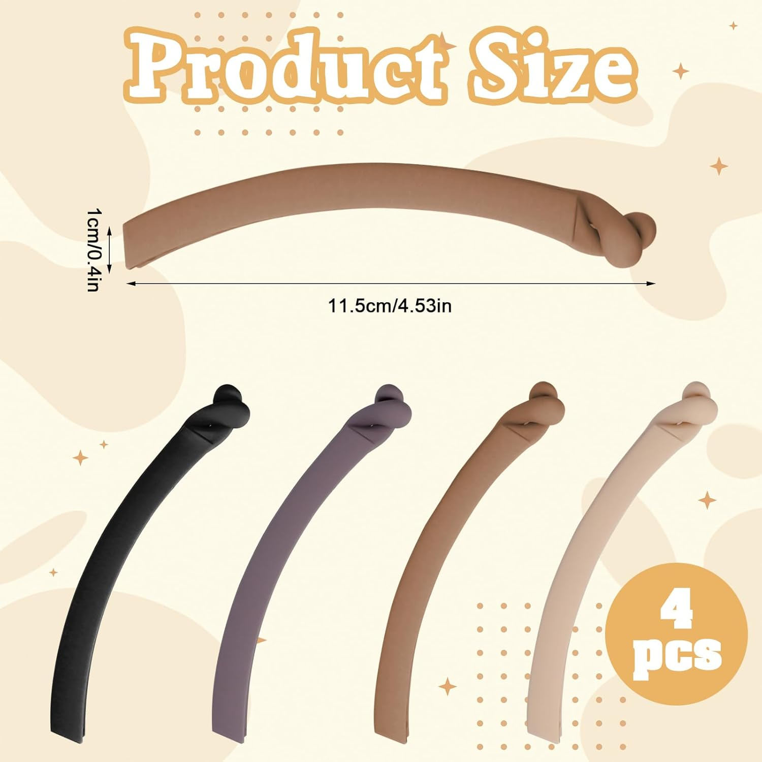 LLMSIX 4Pcs Banana Hair Clips, Non-Slip Large Banana Clips for Women, Vintage Matte Bananas Clip for Women and Girls Thick Curly Hair Accessories